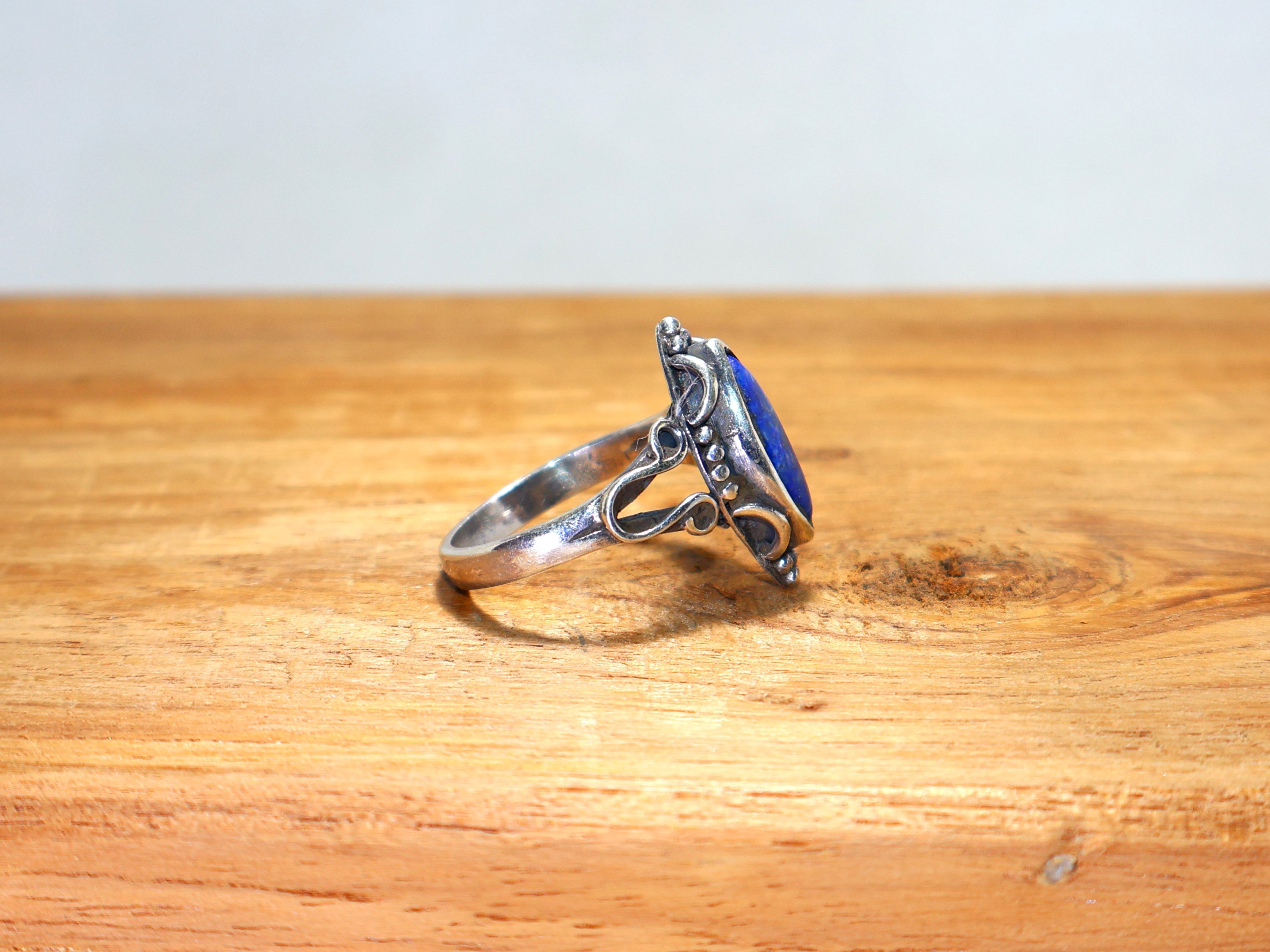 Natürlicher Lapislazuli blauer Edelsteinring 925 Sterling Silber einzigartiger handgefertigter Ring Jubiläumsring Marquise Designer Ring Geschenk für Sie