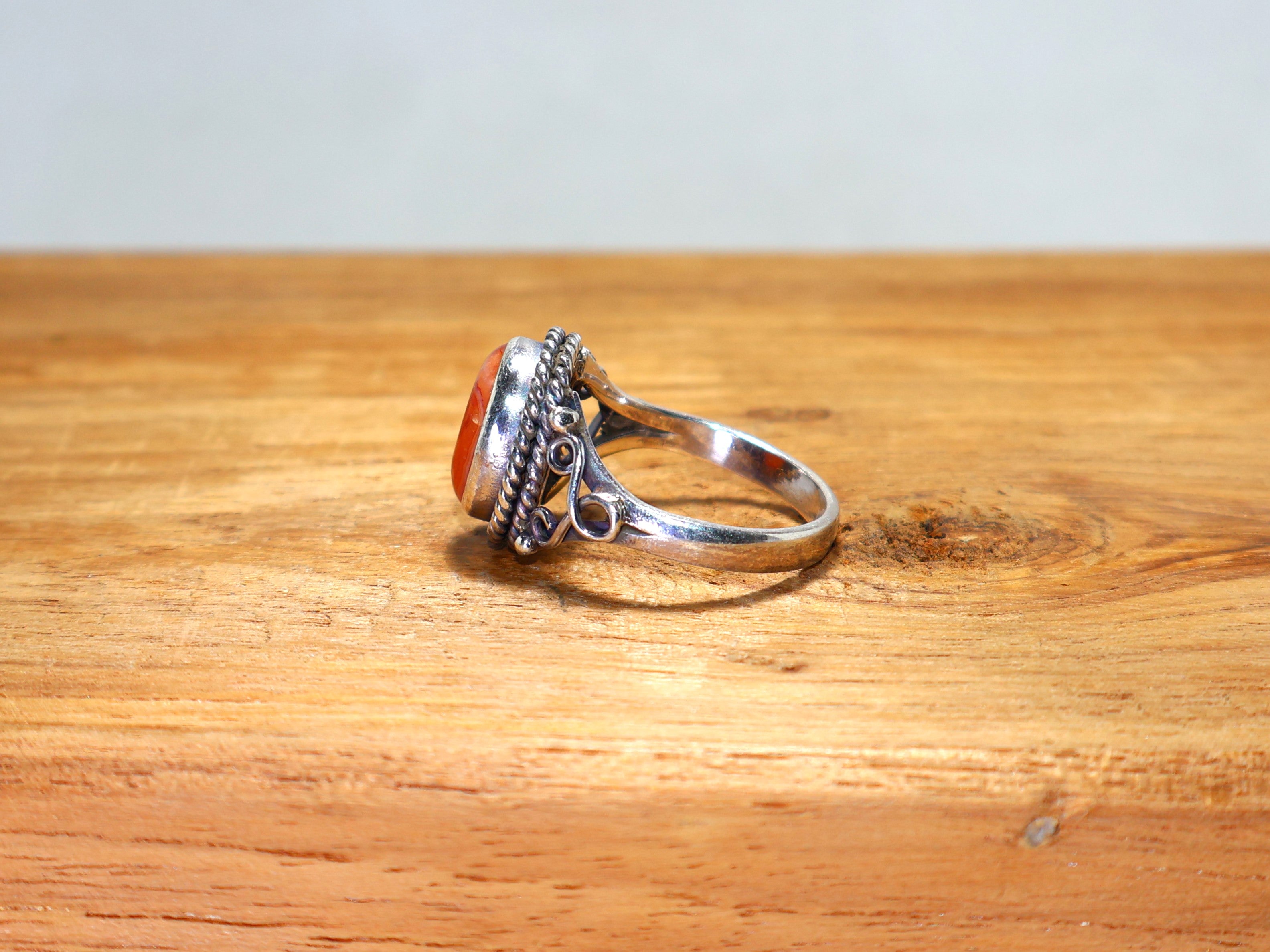 Natur Karneol Ring 925 Sterling Silber Einzigartiger Ring für Damen Edelstein Ring Handgemachter Ring Oranger Karneol Versprechensring Geburtssteinring