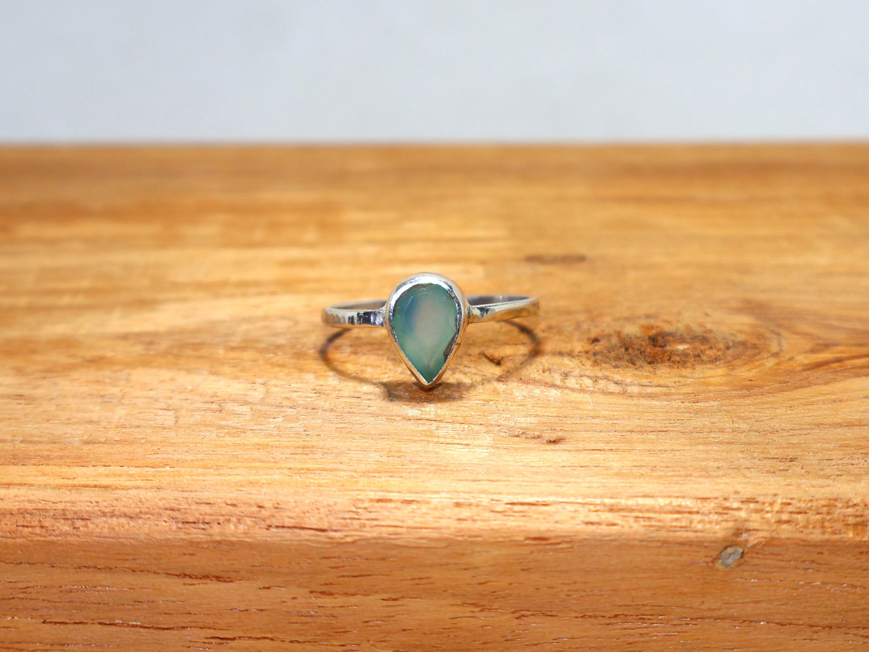 Aquamarin-Chalcedon-Ring 925 Sterling Silber Verlobungsring Geschenk für sie Stapelring Unisex Schmuck Handgemachter Ring