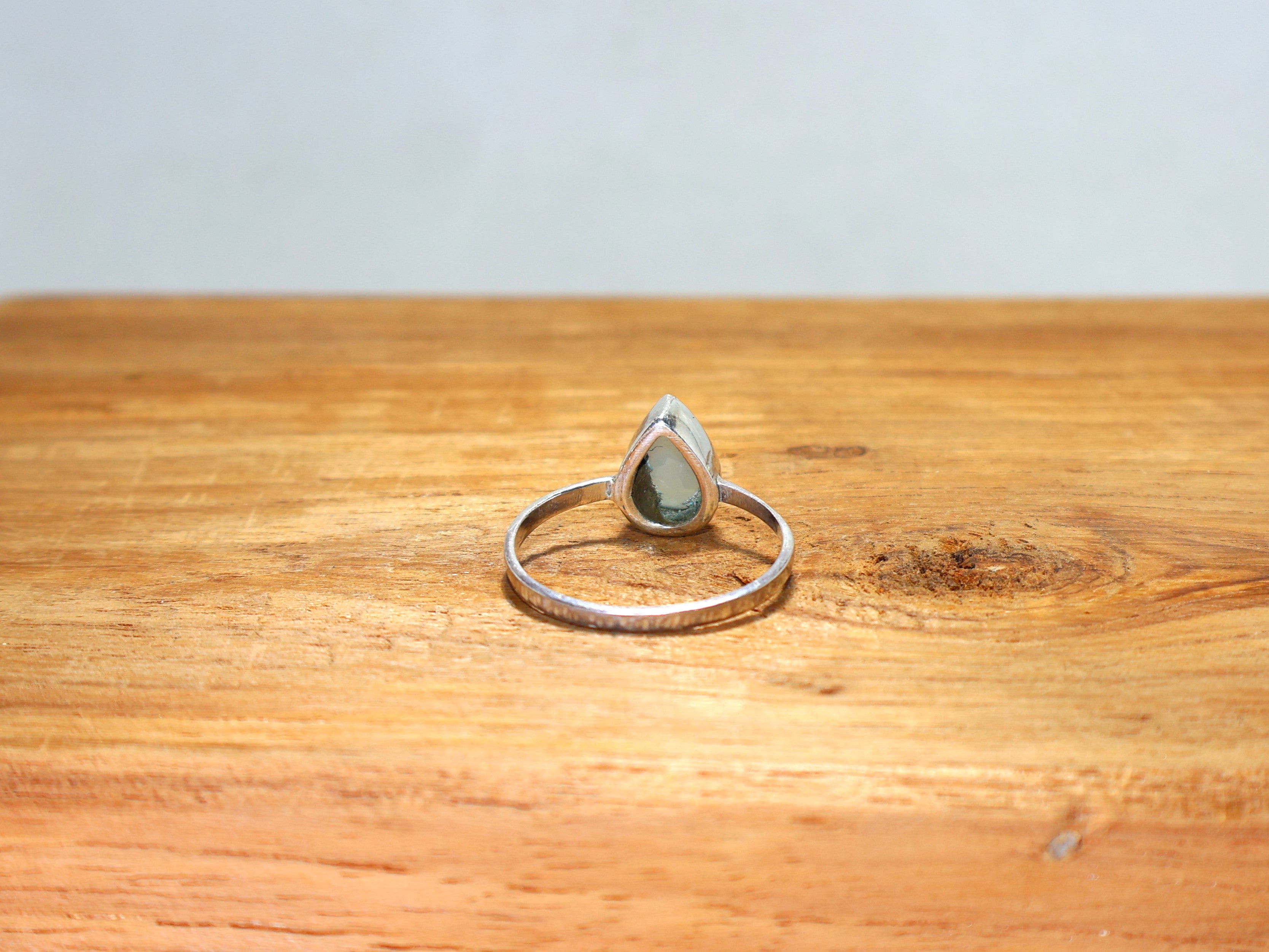 Aquamarin-Chalcedon-Ring 925 Sterling Silber Verlobungsring Geschenk für sie Stapelring Unisex Schmuck Handgemachter Ring