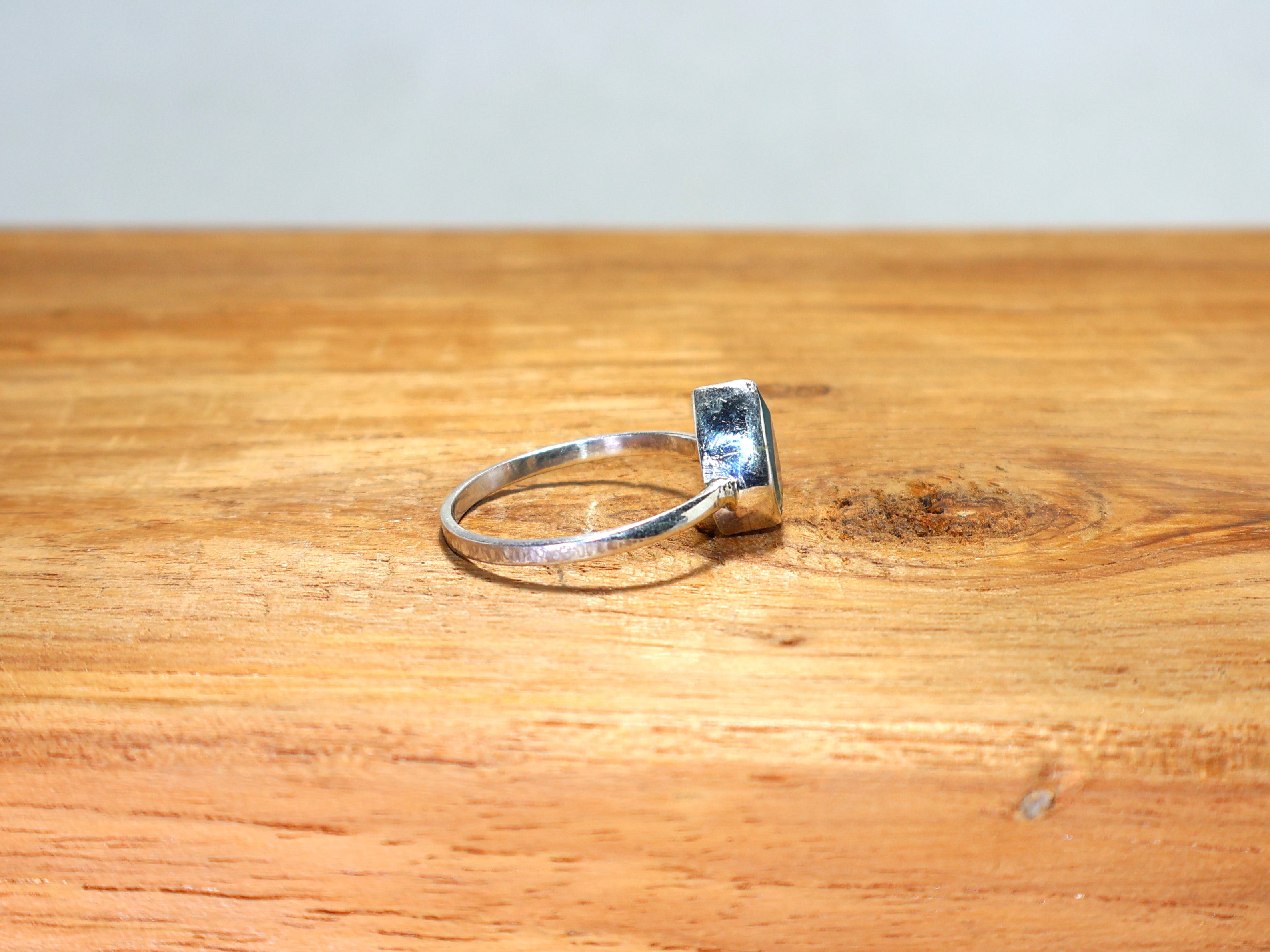 Aquamarin-Chalcedon-Ring 925 Sterling Silber Verlobungsring Geschenk für sie Stapelring Unisex Schmuck Handgemachter Ring