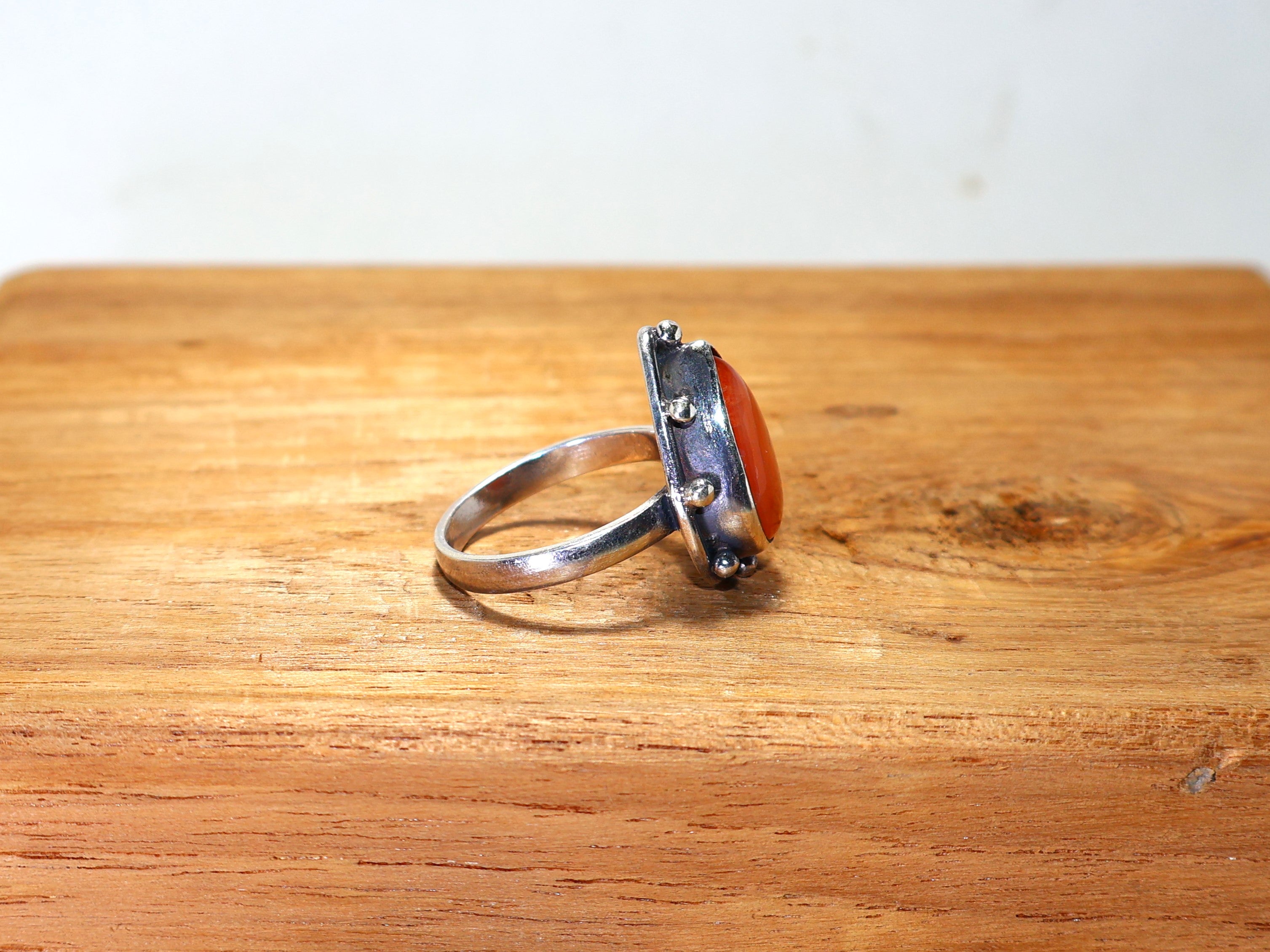 Natürlicher Orangen-Karneol-Ring, 925er Sterlingsilber-Ring, Statement-Ring, handgefertigter Ring, Geschenk für Sie, Birnen-Edelsteinring