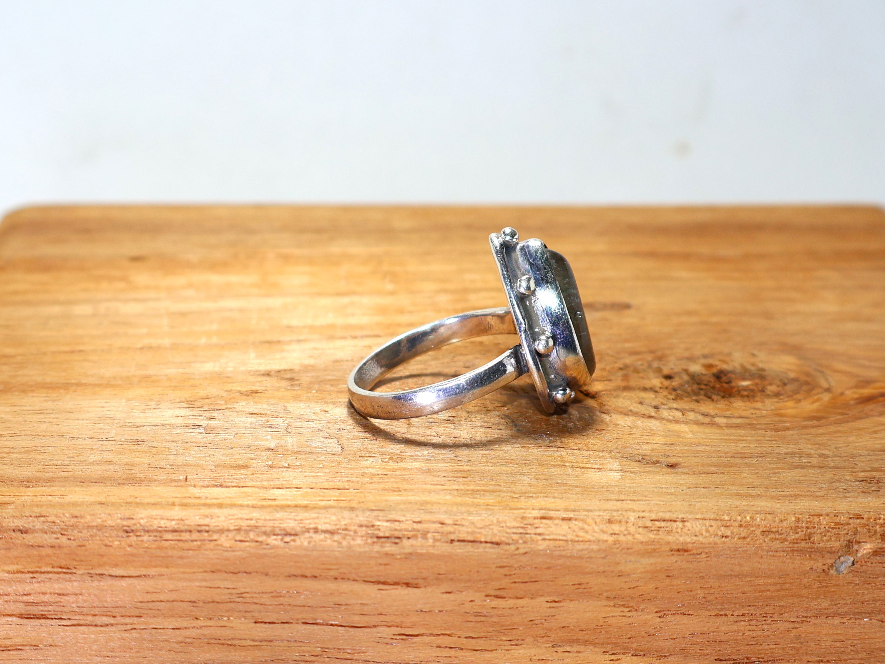 Natürlicher schwarzer Rutilquarz Ring Glücksstein Ring Verlobungsring 925 Sterling Silber Ring Handgemachter Silberring Statement Ring April Geburtsstein Ring Einzigartiger Ring Geschenk für Sie
