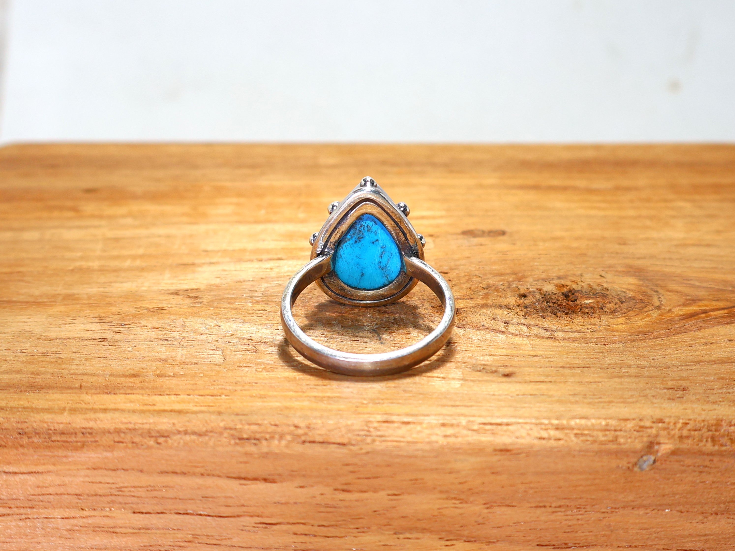 Echter Türkisring Handgemachter Silberring Dezember Geburtsstein Ring 925 Sterling Silber Birnenförmiger Edelsteinring