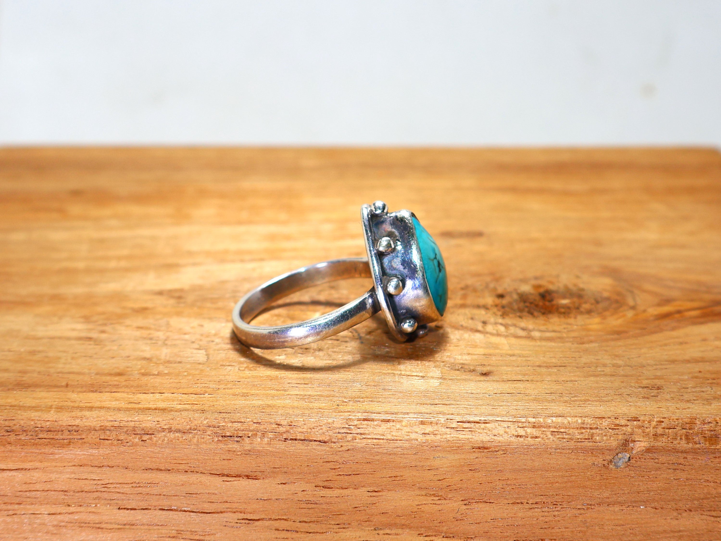 Grüner Türkis Silberring Birnenförmiger Edelstein 925 Sterling Silber Ring Damenschmuck Handgemachter Silberring