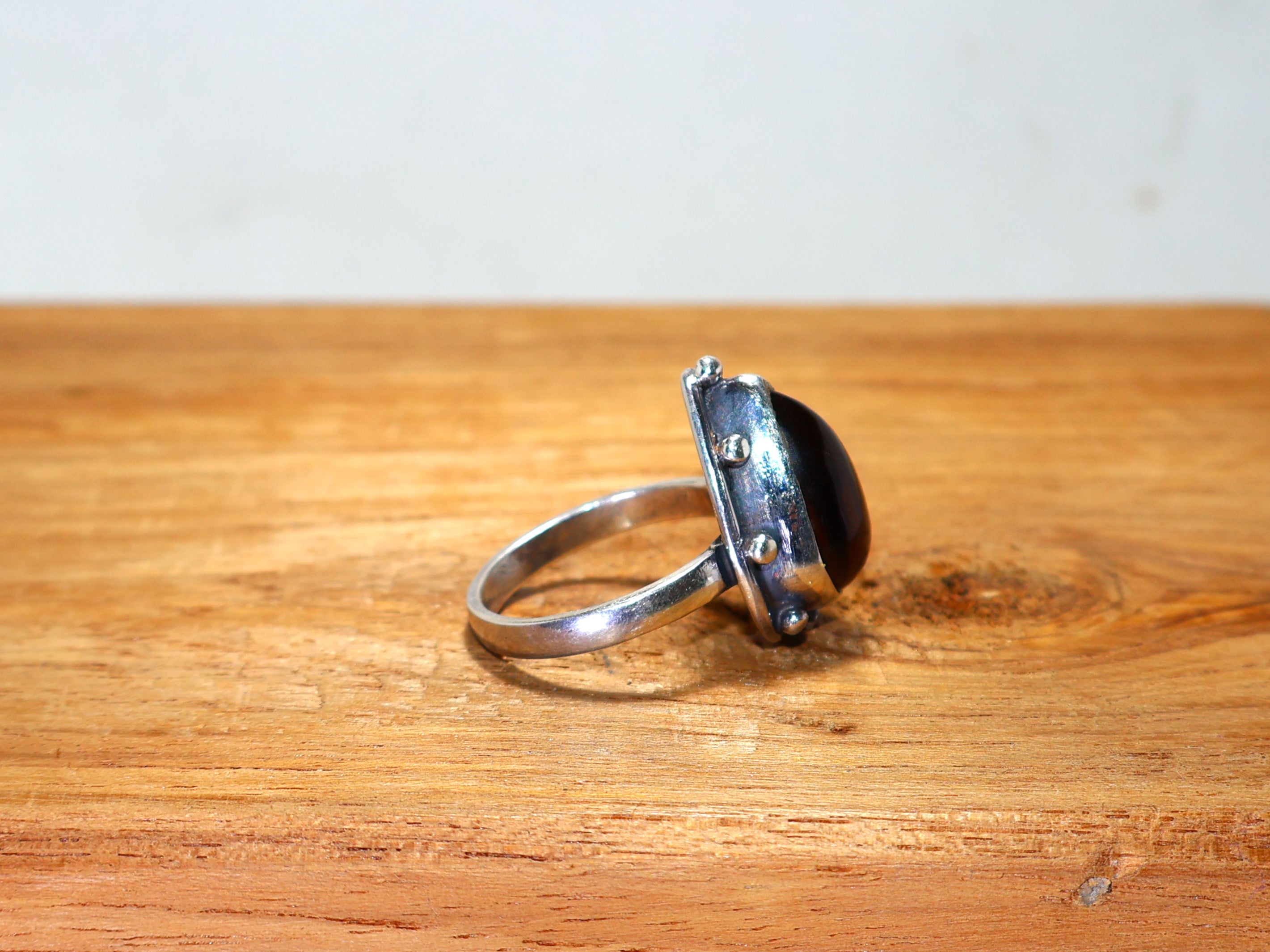 Rauchquarz-Ring Birnenförmiger Quarzschmuck 925 Silberring Juni Geburtssteinring Statement-Ring Brauner Steinring Handgemachtes Geburtstagsgeschenk