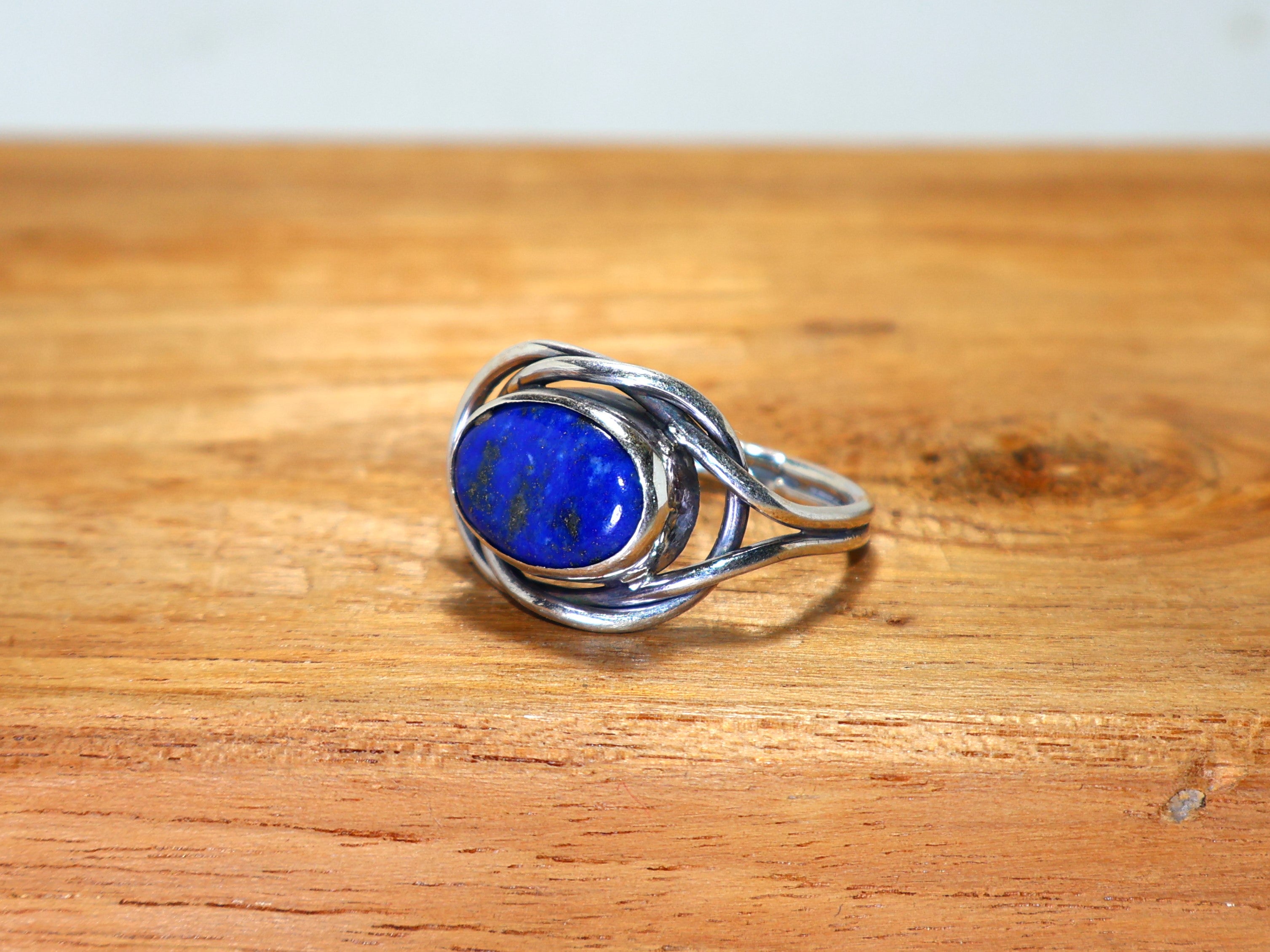 Lapislazuli ovaler Edelstein Silberring 925 Sterling Silber Ring Geschenk für Schwester Statement Ring blauer Edelstein Ring Jahrestagsgeschenk Verlobungsring