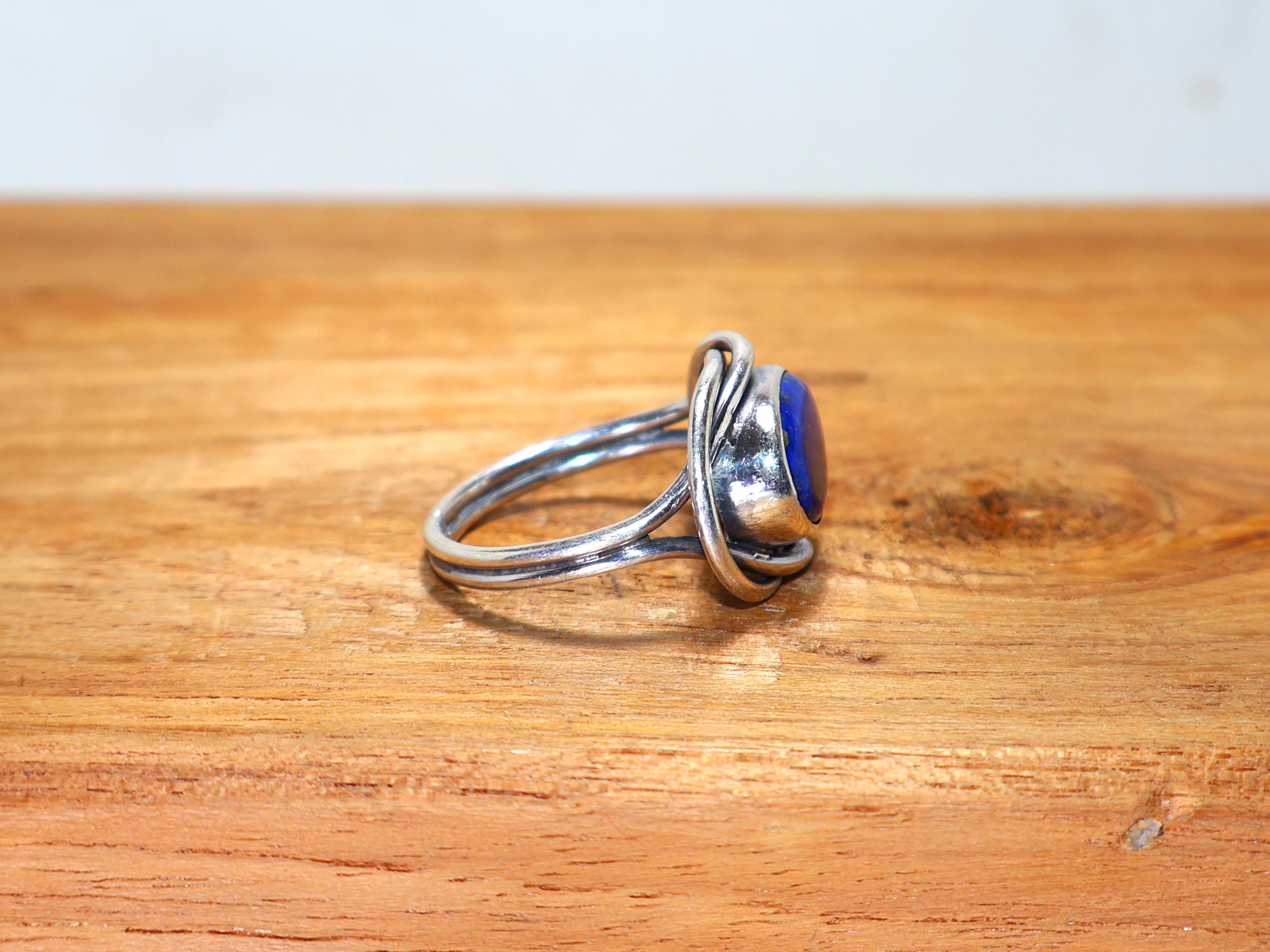 Lapislazuli ovaler Edelstein Silberring 925 Sterling Silber Ring Geschenk für Schwester Statement Ring blauer Edelstein Ring Jahrestagsgeschenk Verlobungsring
