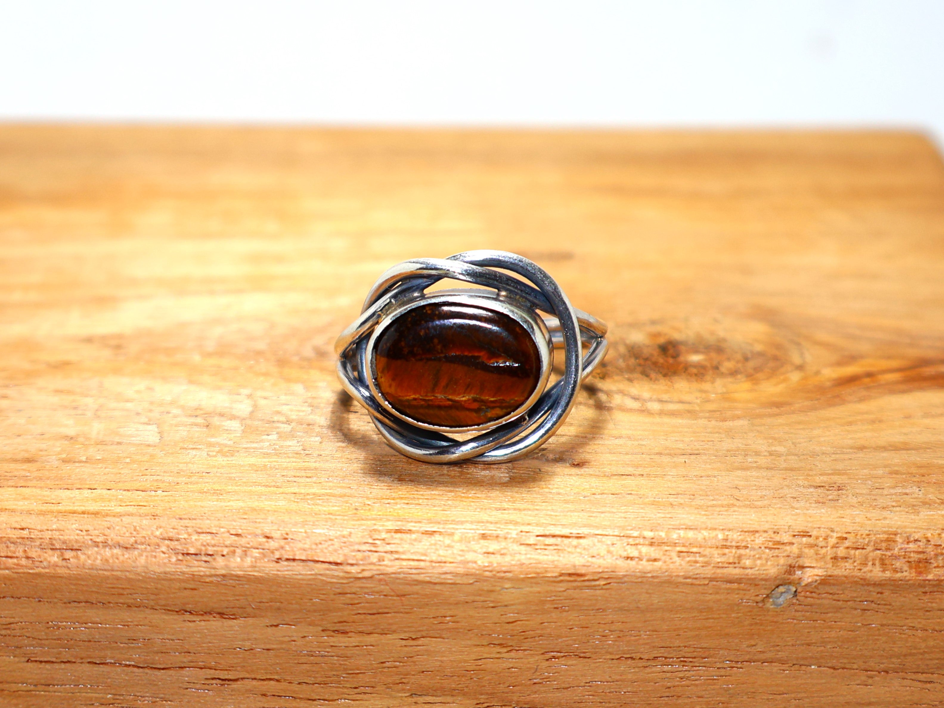 Natürlicher Tigerauge Ring 925 Sterling Silber Minimalistischer Ring Handgemachter Ring Statement Silberring Juni Geburtsstein Ring Einzigartiger Ring