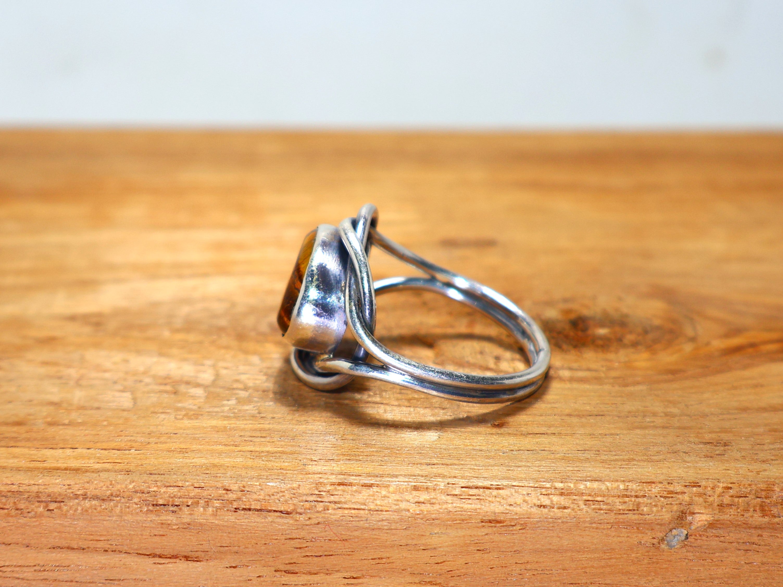 Natürlicher Tigerauge Ring 925 Sterling Silber Minimalistischer Ring Handgemachter Ring Statement Silberring Juni Geburtsstein Ring Einzigartiger Ring