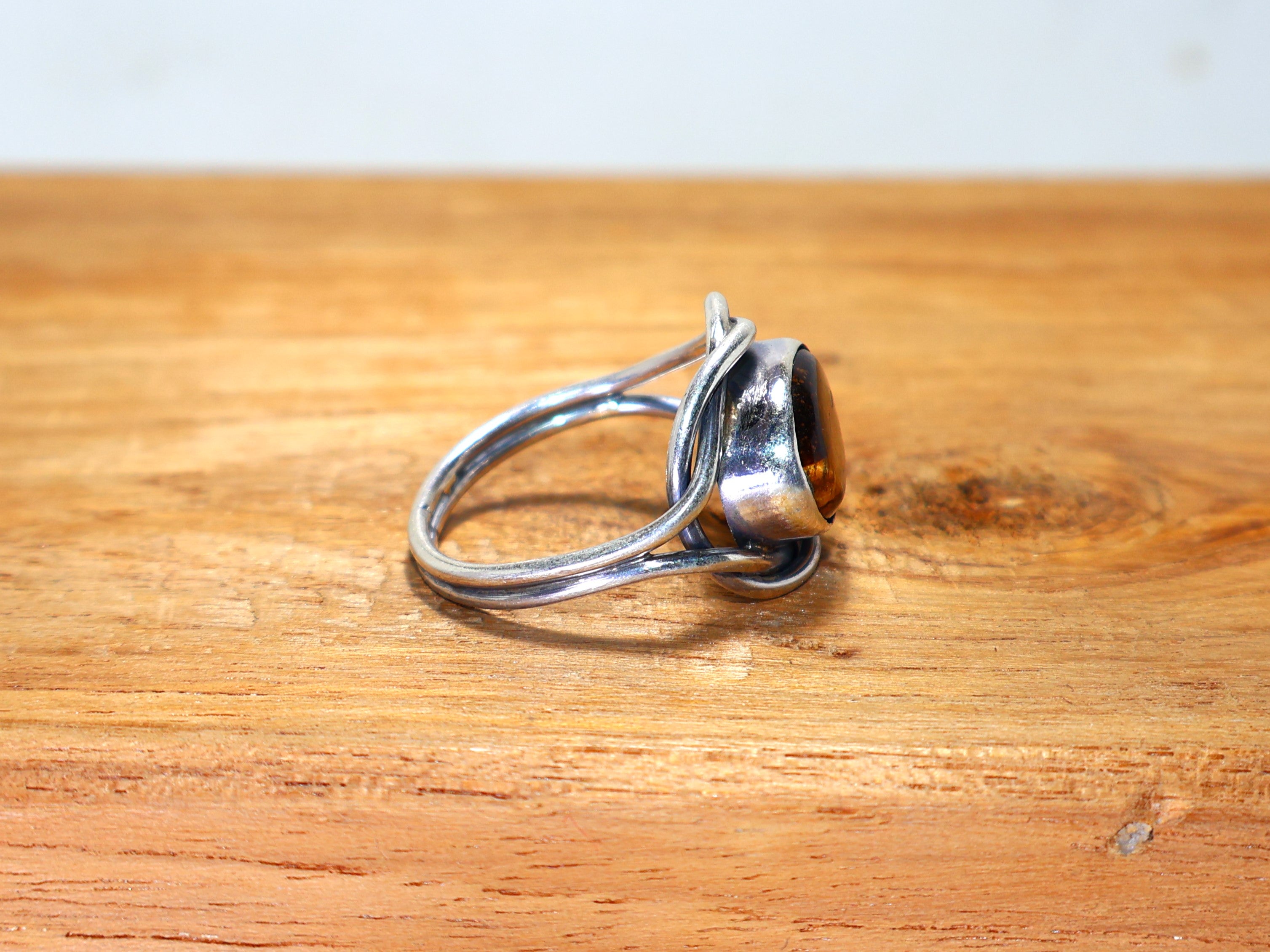 Natürlicher Tigerauge Ring 925 Sterling Silber Minimalistischer Ring Handgemachter Ring Statement Silberring Juni Geburtsstein Ring Einzigartiger Ring