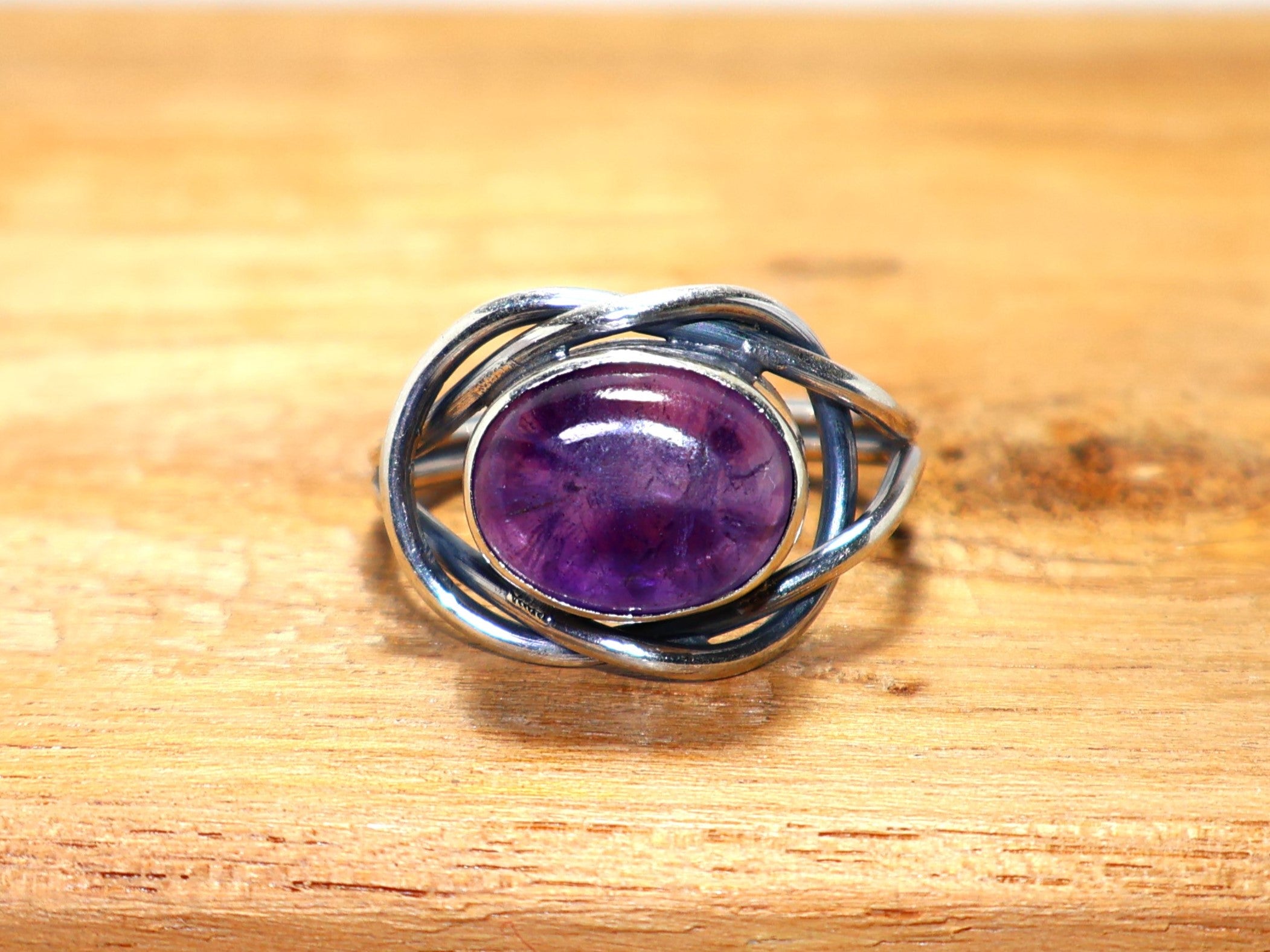 Natuurlijke Amethist Ring 925 Sterling Zilveren Ring Handgemaakte Dames Sieraden Paarse Edelsteen Ring Ovale Vorm Ring Boheemse Sieraden Februari Geboortesteen