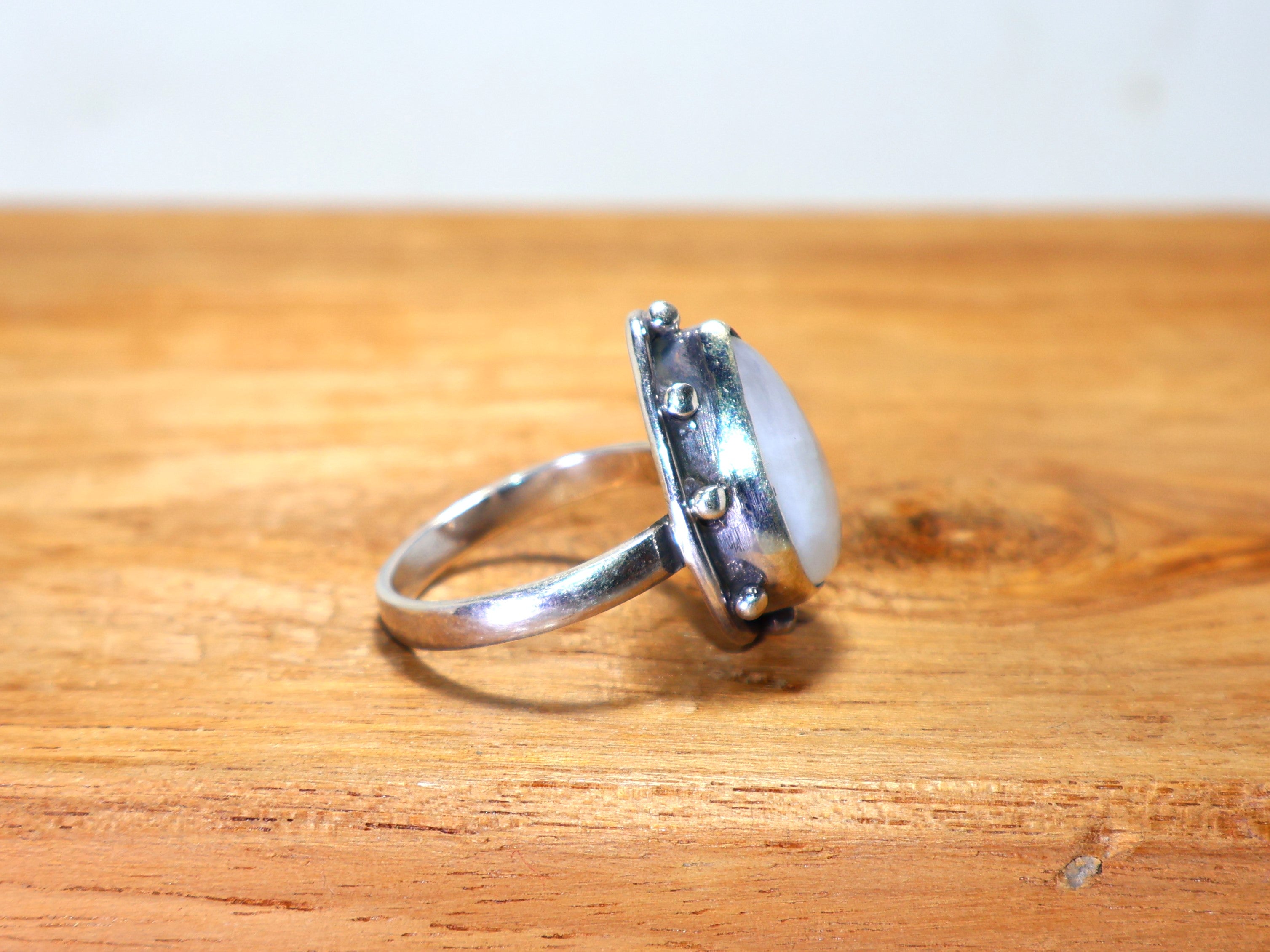 Regenbogen-Mondstein-Silberring Birnenförmiger Mondstein 925 Sterling Ring Damenring Handgefertigter Silberring Verlobungsring Geschenk für sie