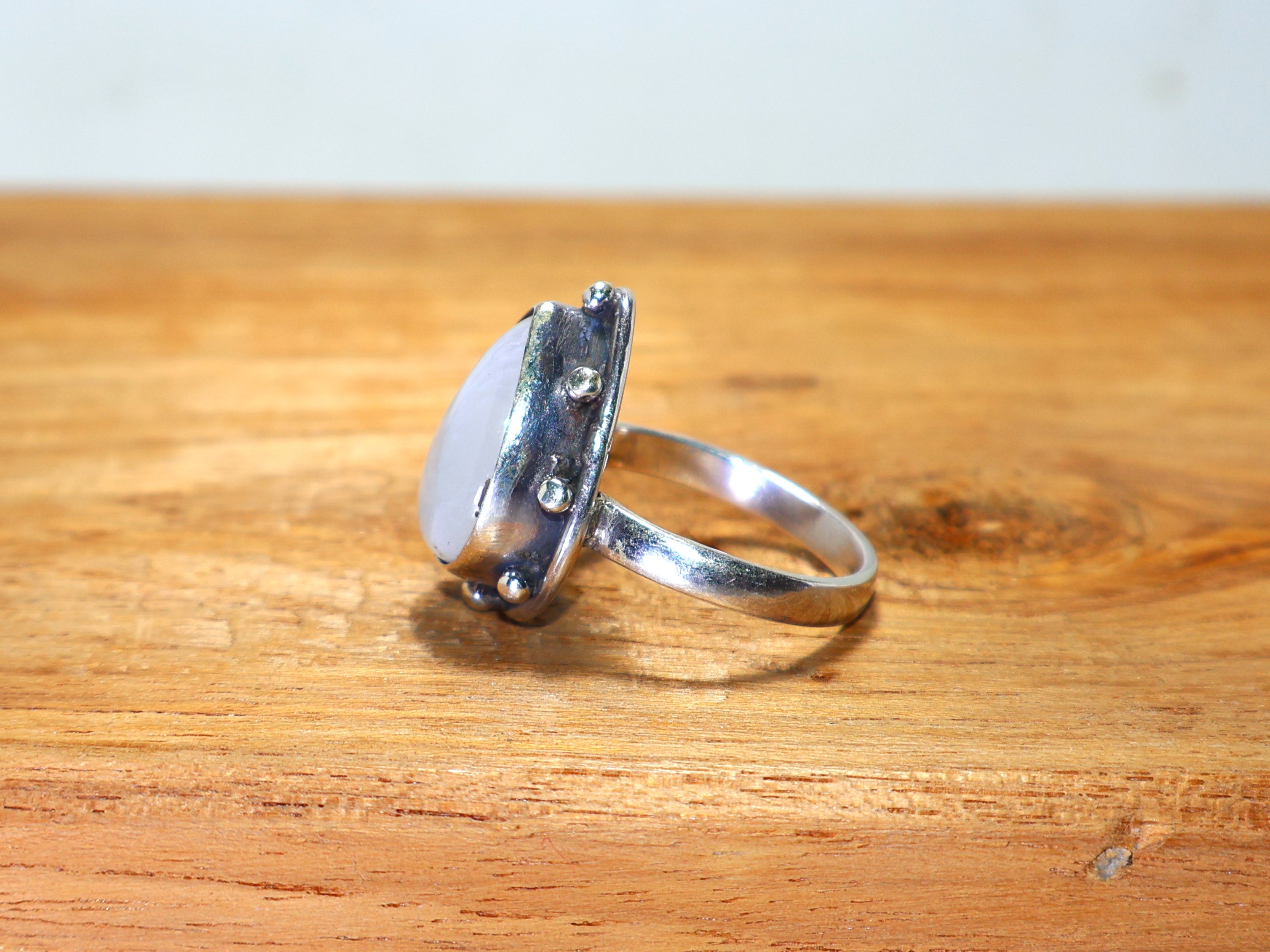 Regenbogen-Mondstein-Silberring Birnenförmiger Mondstein 925 Sterling Ring Damenring Handgefertigter Silberring Verlobungsring Geschenk für sie