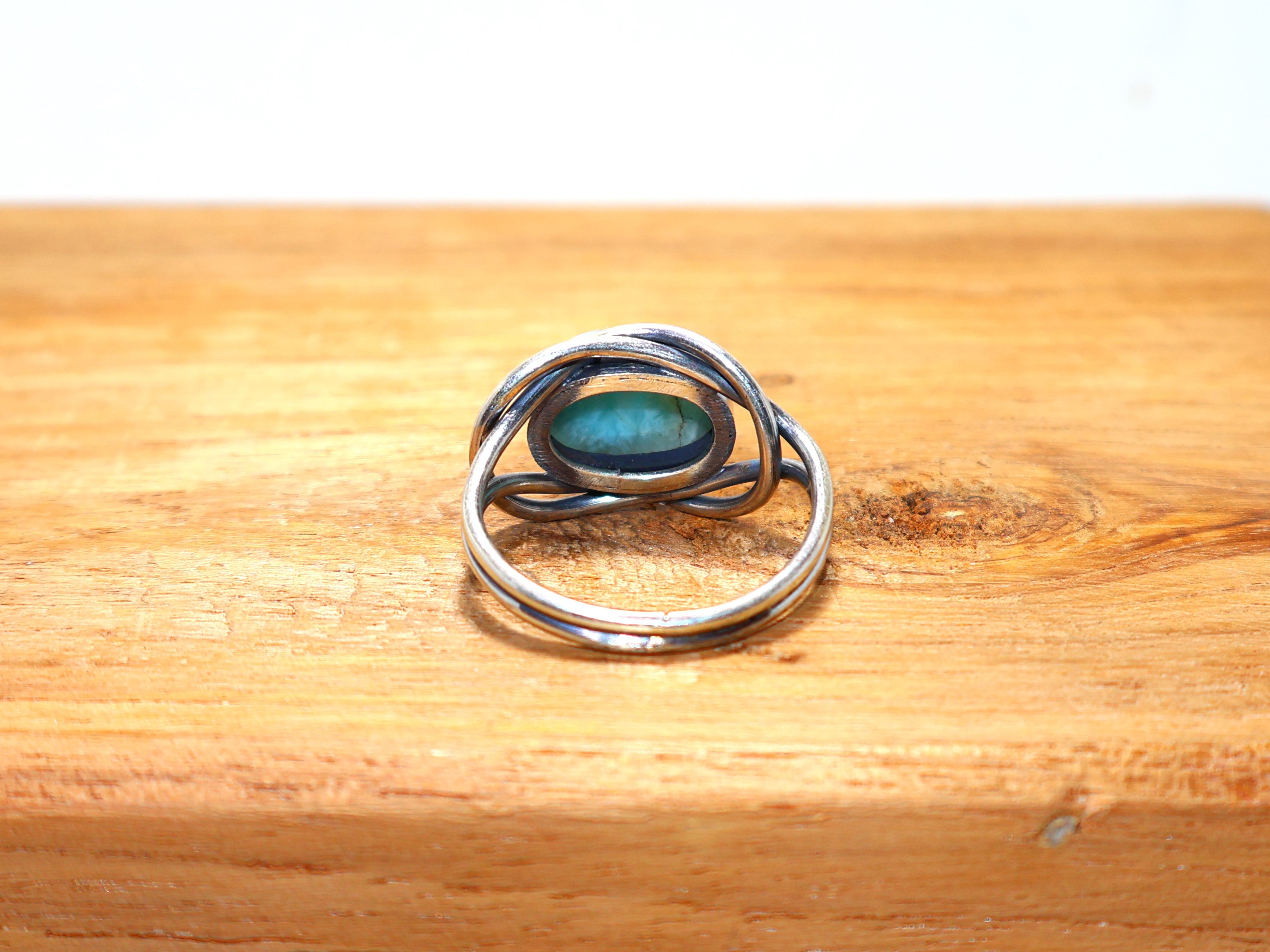 Ovaler Türkisring 925 Sterling Silberring Grüner Edelsteinring Handgemachter Ring Statement-Ring Damenring
