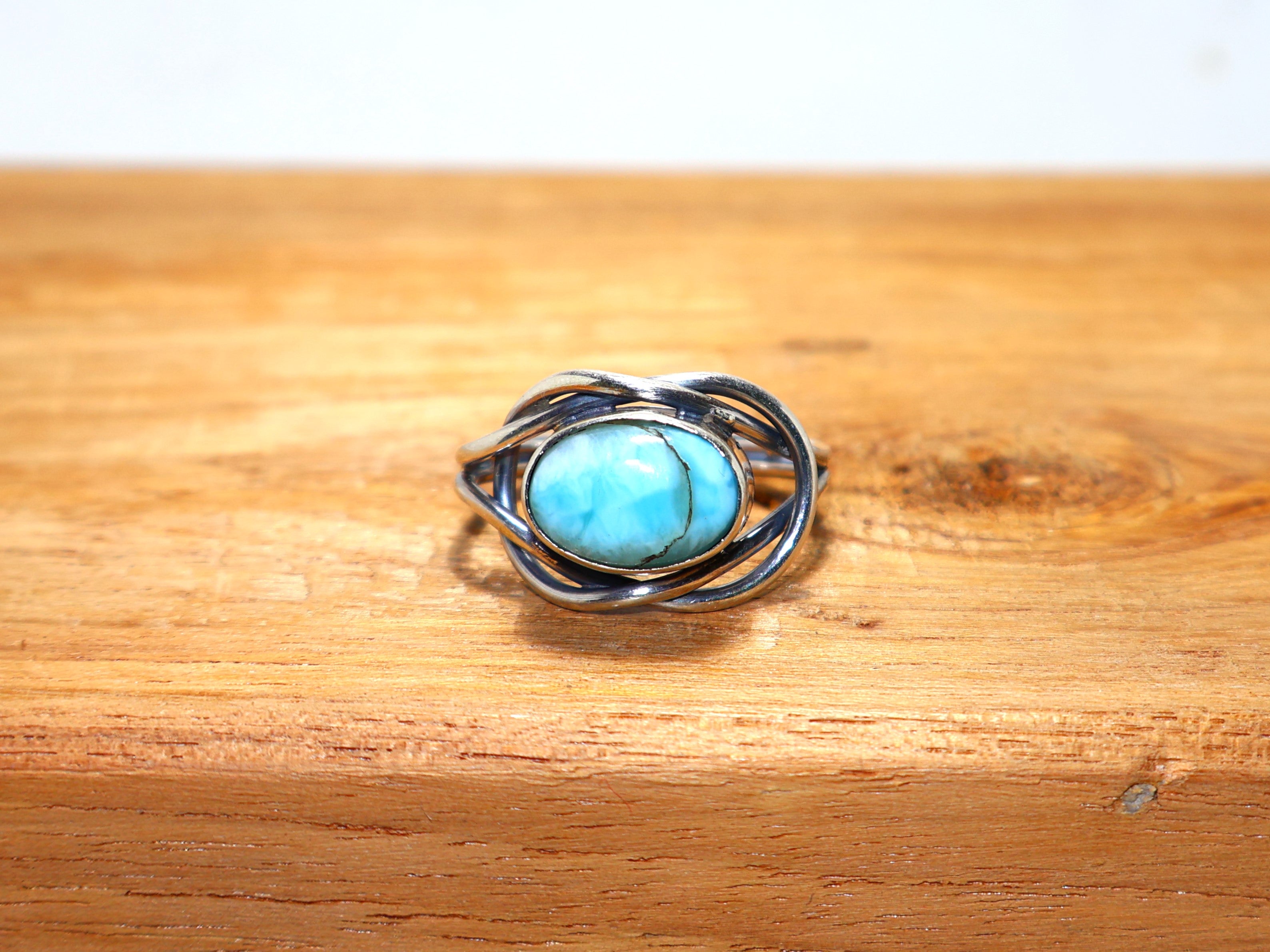 Ovaler Türkisring 925 Sterling Silberring Grüner Edelsteinring Handgemachter Ring Statement-Ring Damenring