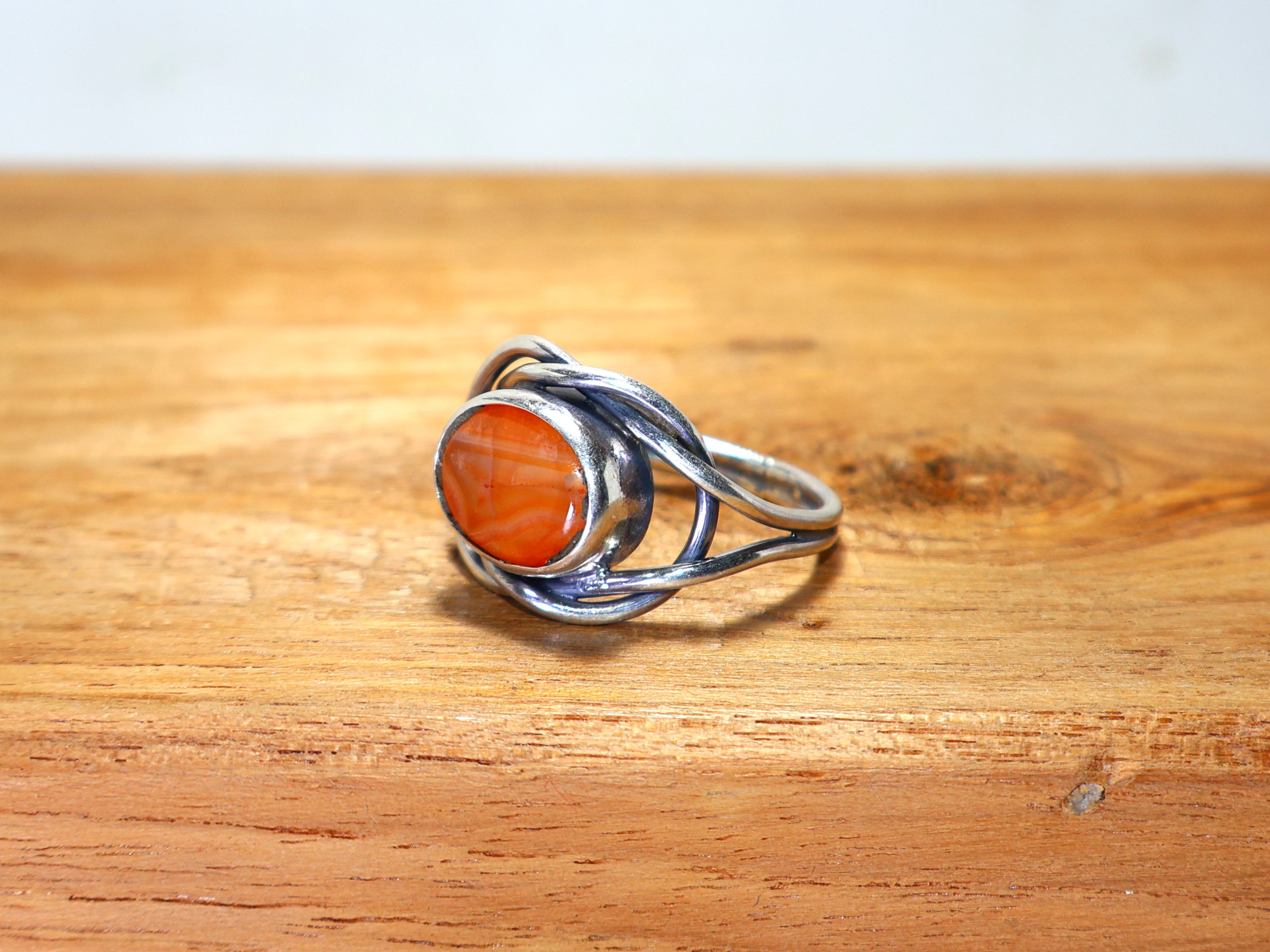 Natürlicher Karneol Ring Ovaler Statement Ring 925 Sterling Silber Versprechensring Handgemachter Silberring
