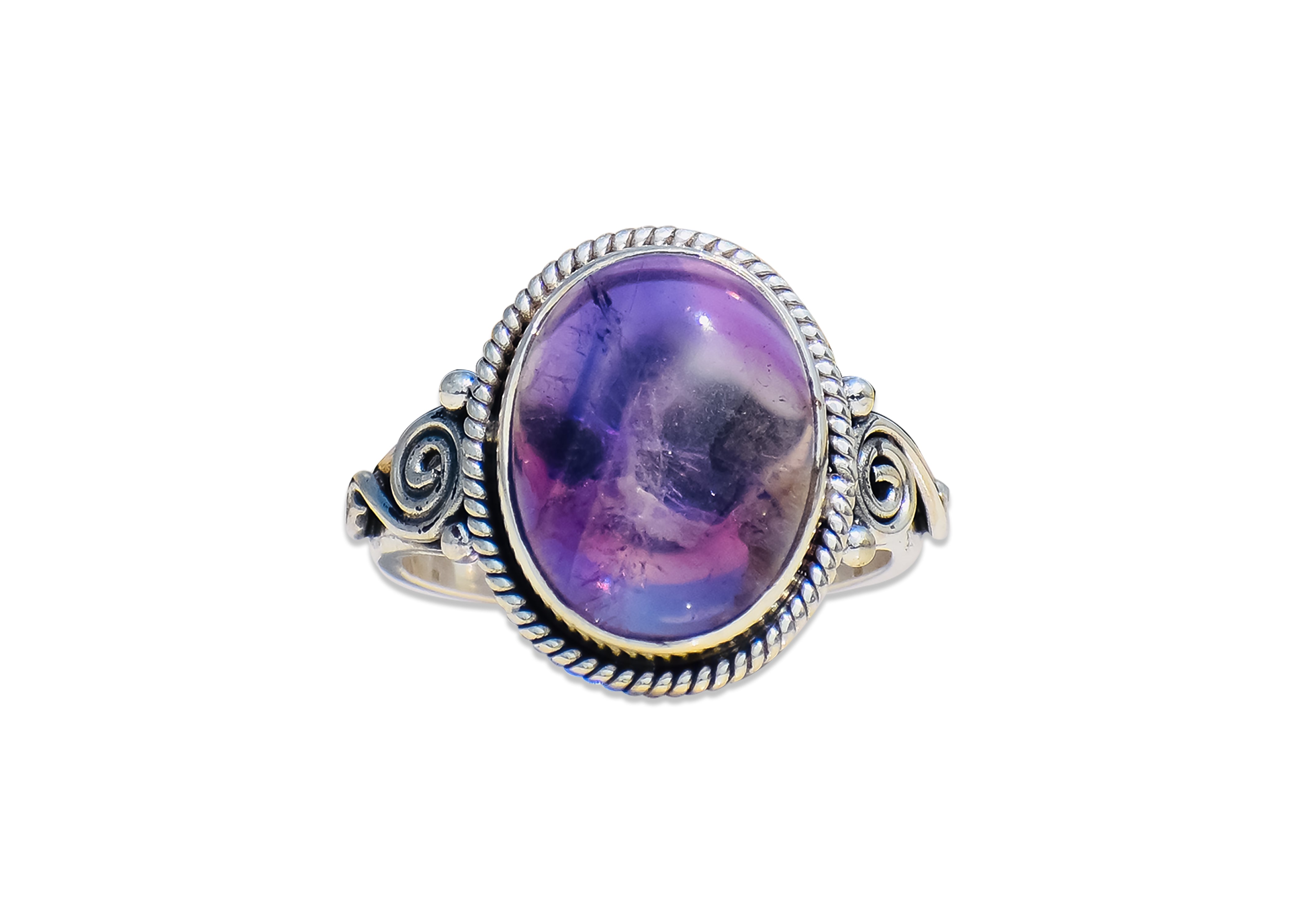 Paarse Amethist Ring 925 Sterling Zilver Handgemaakte Zilveren Sieraden Cadeau Voor Haar Ovale Edelsteen Ring