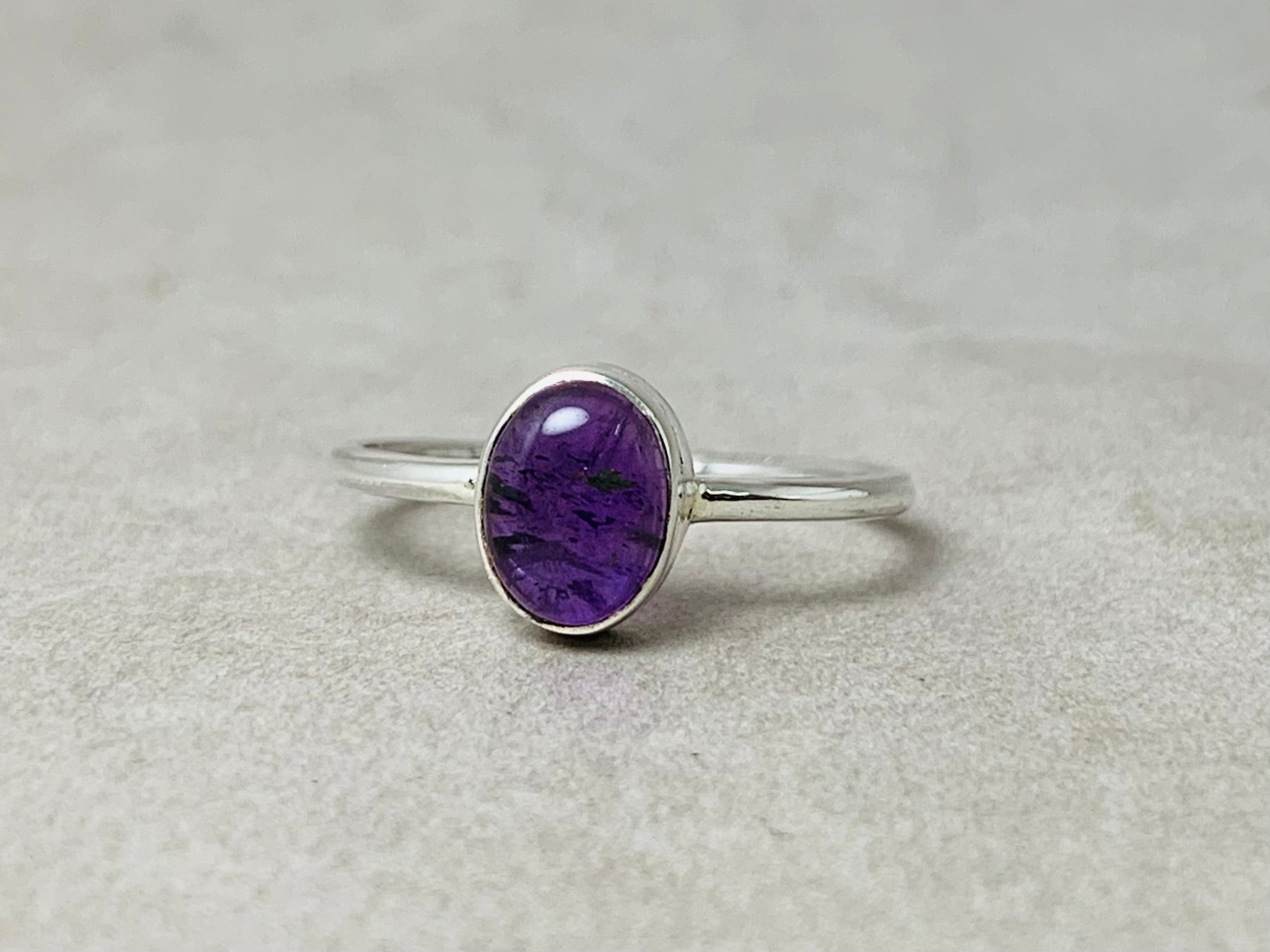 Amethystring 925 Sterling Silber Ring Zarter Minimalistischer Ring Stapelring Edelsteinring Handgemachter Ring