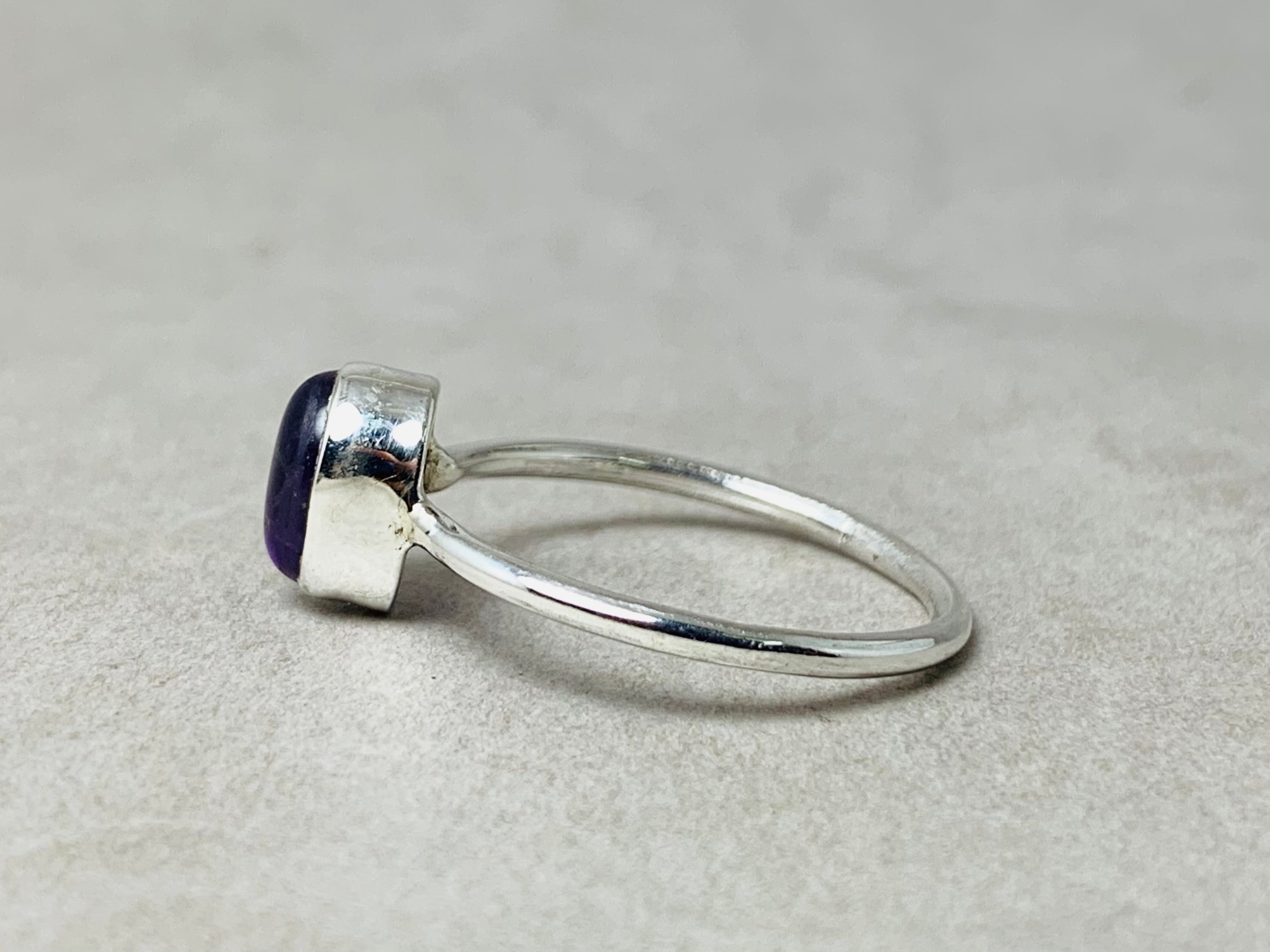 Amethystring 925 Sterling Silber Ring Zarter Minimalistischer Ring Stapelring Edelsteinring Handgemachter Ring