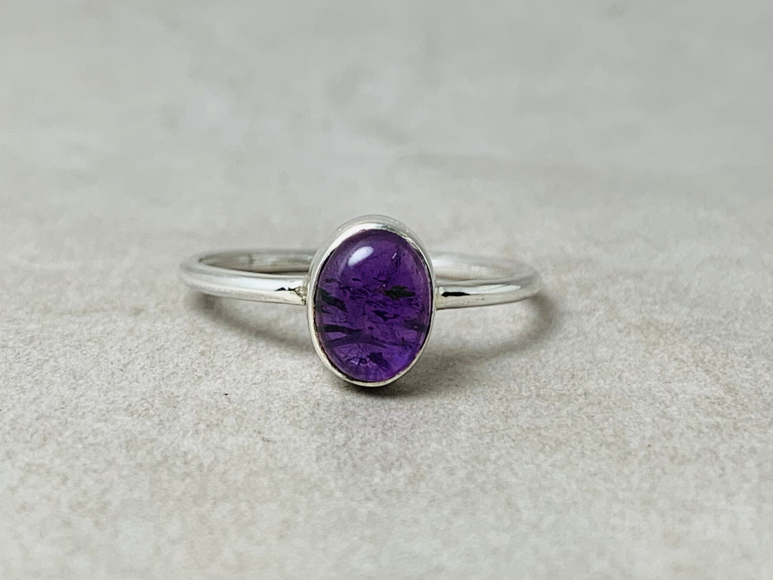 Amethyst Ring 925 Massief Sterling Zilveren Ring Verfijnde Minimalistische Ring Stapelring Edelsteen Ring Handgemaakte Ring