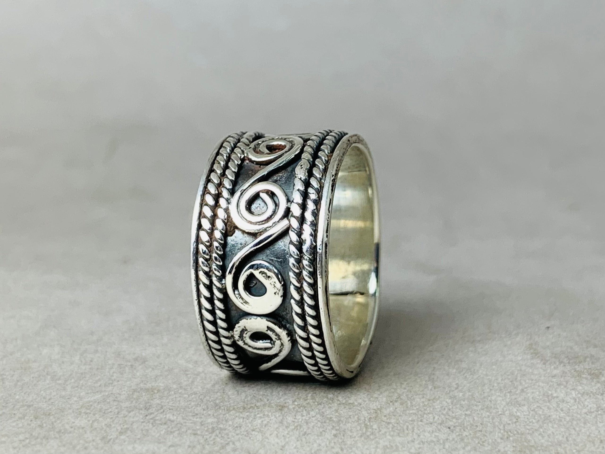 Bandring 925 Sterling Zilveren Ring Brede Band Statement Ring Verjaardagscadeau Voor Haar