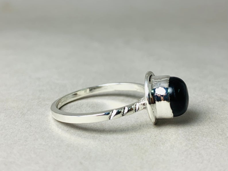 Schwarzer Onyx Ring 925 Silber Ring Böhmischer Minimalist Ring Edelstein Ring Sterling Silber Geschenk Ring Für Sie