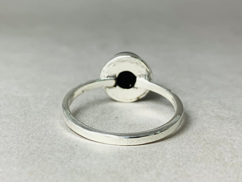 Schwarzer Onyx Ring 925 Silber Ring Böhmischer Minimalist Ring Edelstein Ring Sterling Silber Geschenk Ring Für Sie