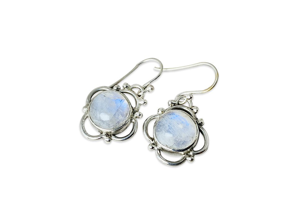 Regenbogen-Mondstein-Ohrringe, Ohrringe aus 925er Sterlingsilber, Edelstein-Ohrringe, Alltagsschmuck, Brautjungfern-Geschenk, natürlicher Mondstein