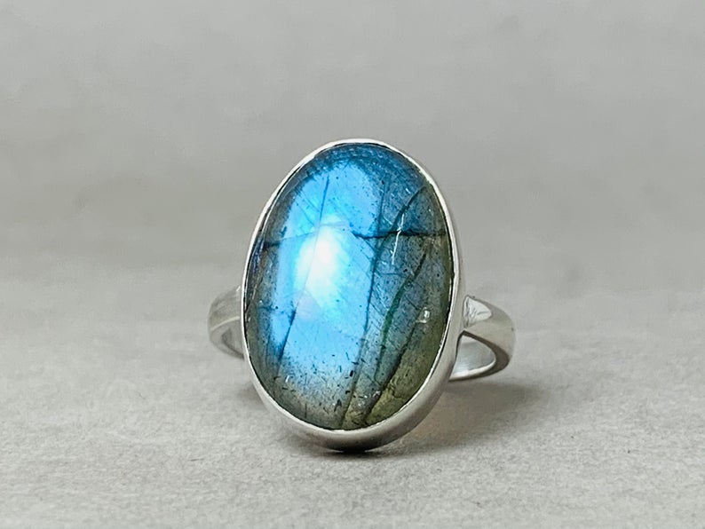 Natürlicher Labradorit Ring 925 Sterling Silber Ring Statement Ring Böhmischer Ring Geschenk Ring Ovaler Labradorit Ring Geburtsstein Ring