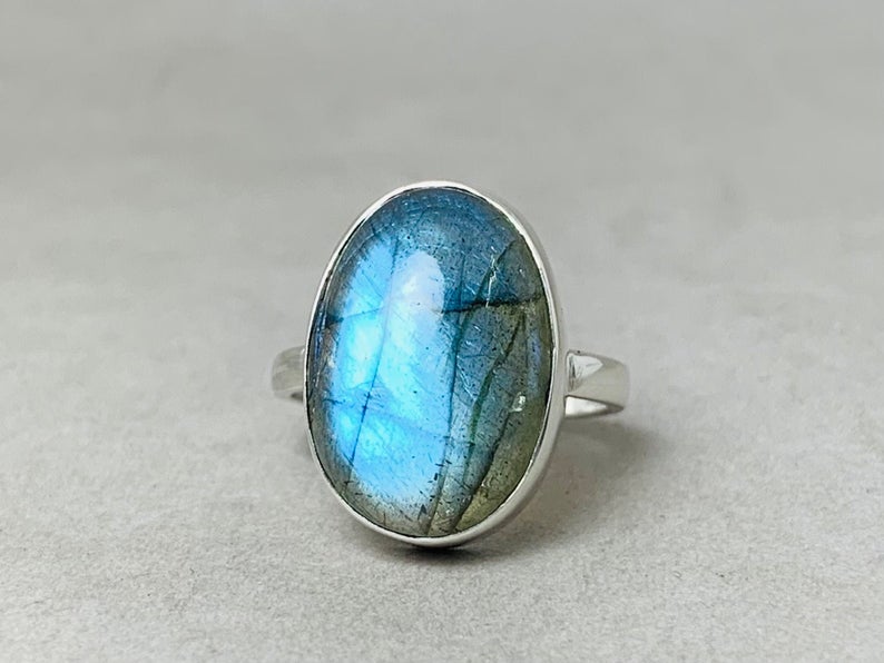 Natürlicher Labradorit Ring 925 Sterling Silber Ring Statement Ring Böhmischer Ring Geschenk Ring Ovaler Labradorit Ring Geburtsstein Ring