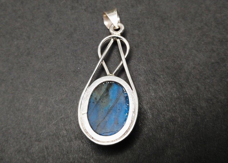 Labradorit-Anhänger, Sterling Silber Anhänger, Edelstein-Anhänger, Blauer Flash Labradorit, handgefertigter Anhänger, einzigartiger Anhänger, Geburtsstein-Anhänger