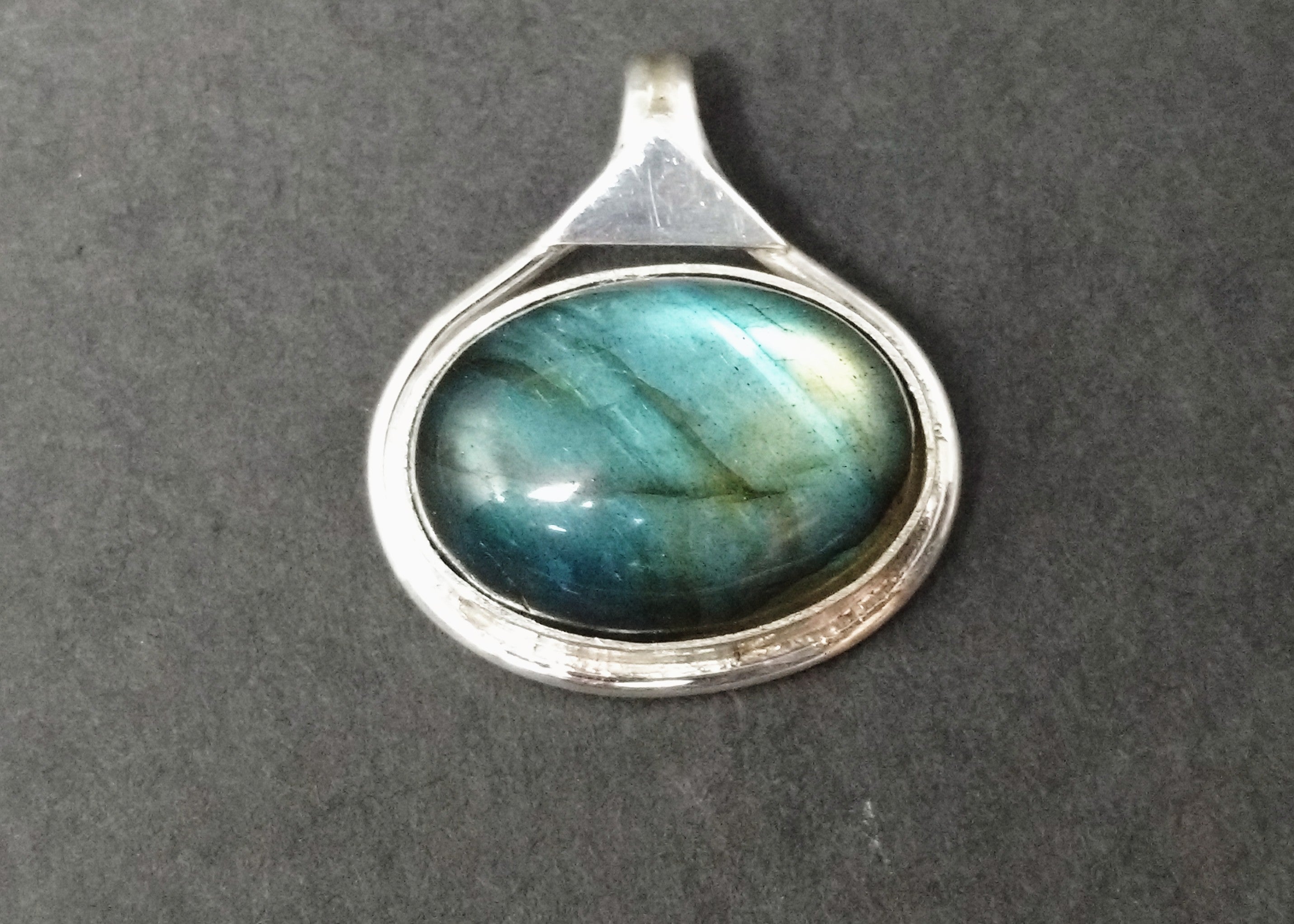 Labradorit Anhänger 925 Sterling Silber Anhänger Natur Edelstein Labradorit Stein Blauer Feuerstein 925 Silber Boho Anhänger Oval