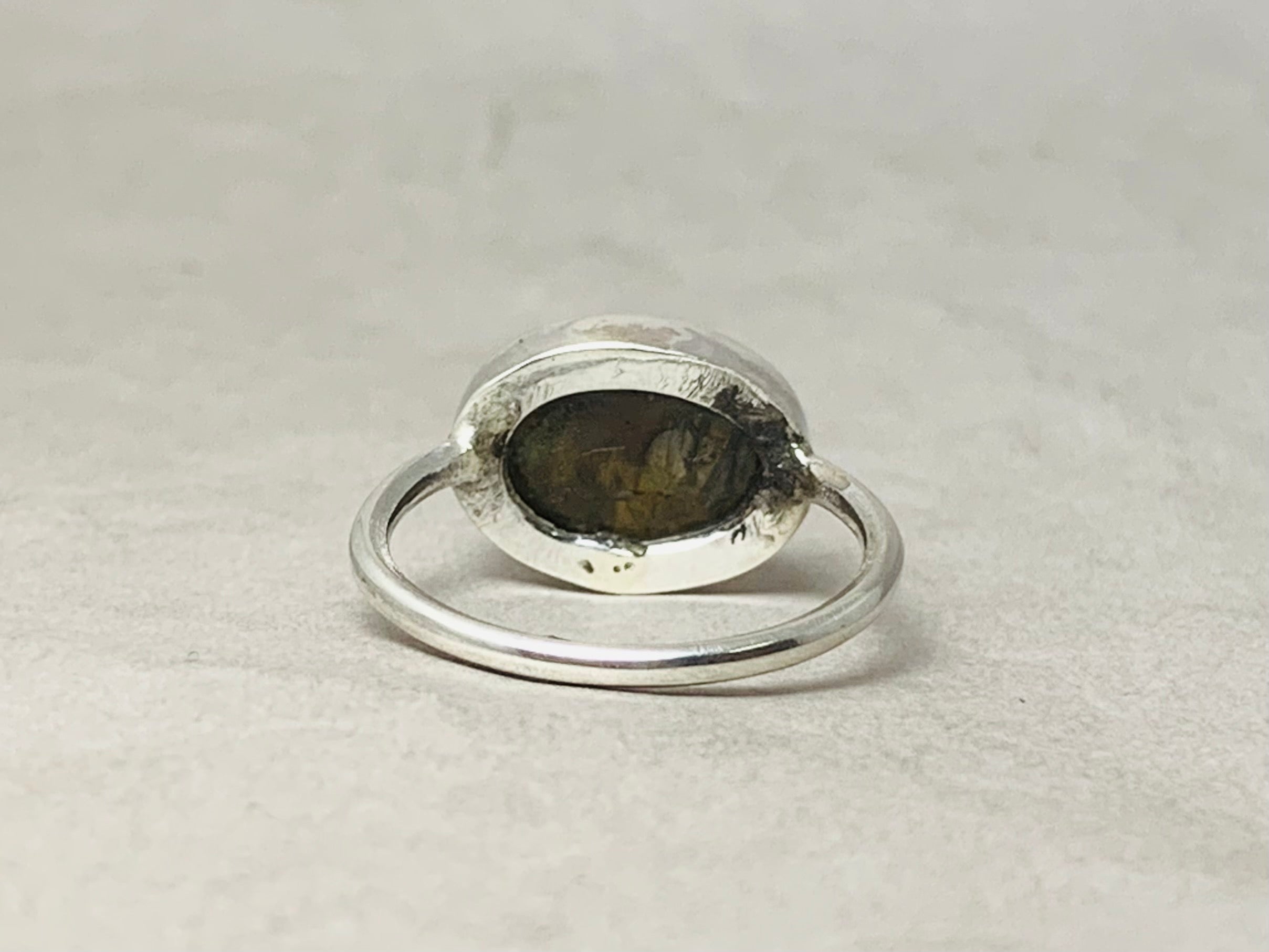 Labradorit Silberring 925 Sterling Silber Ring Ovaler Edelsteinring Stapelring Alltagsring