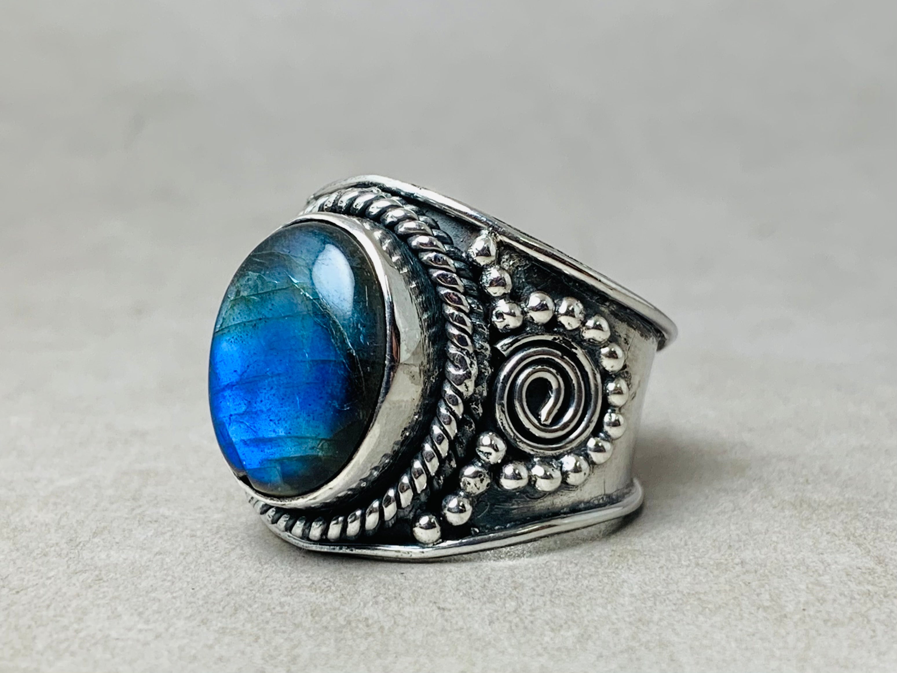 Labradorit Edelsteinring 925 Sterling Silber Ring Statement Ringe Geschenk für Sie Boho Handgefertigter Ring