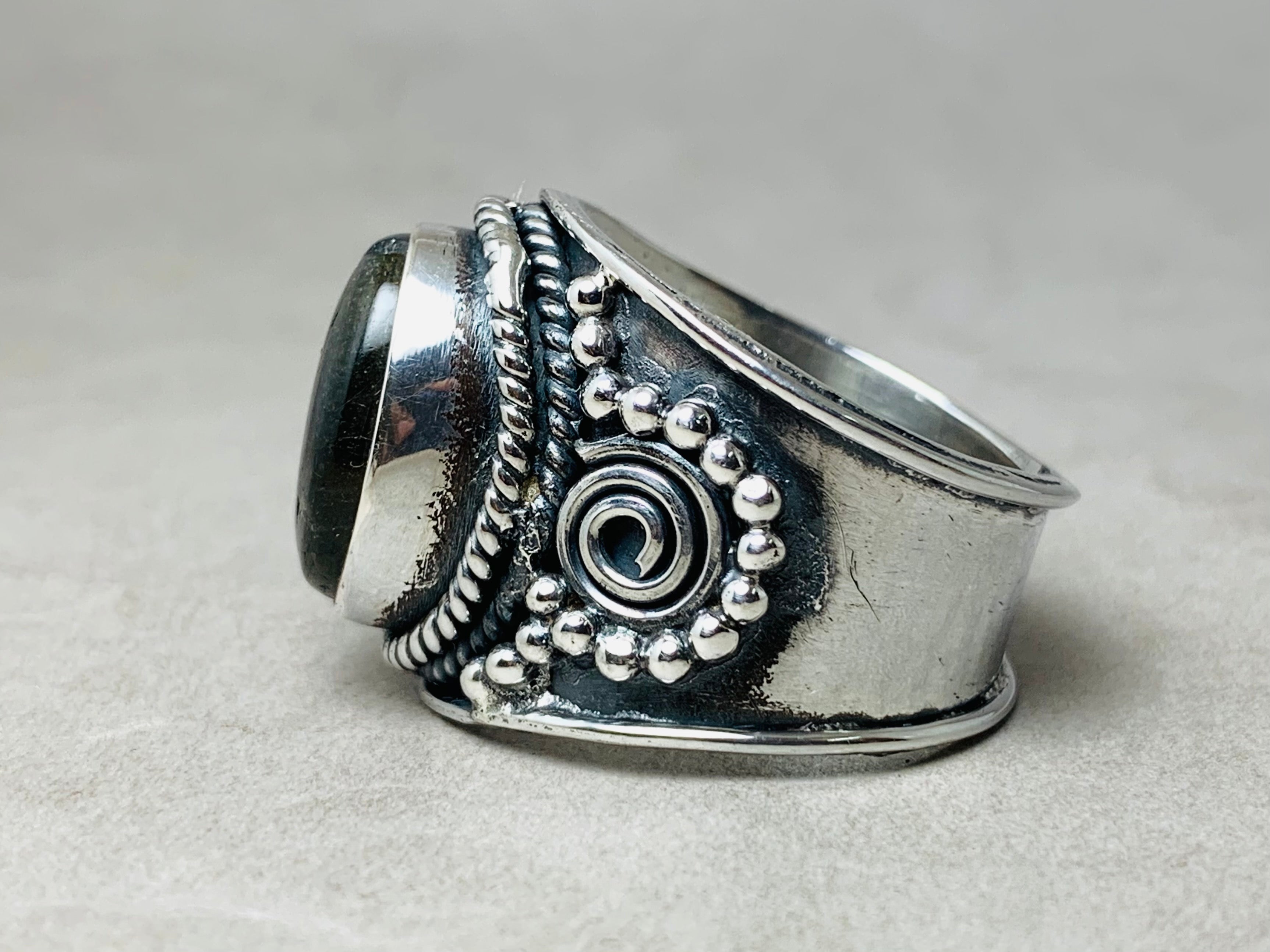 Labradorit Edelsteinring 925 Sterling Silber Ring Statement Ringe Geschenk für Sie Boho Handgefertigter Ring