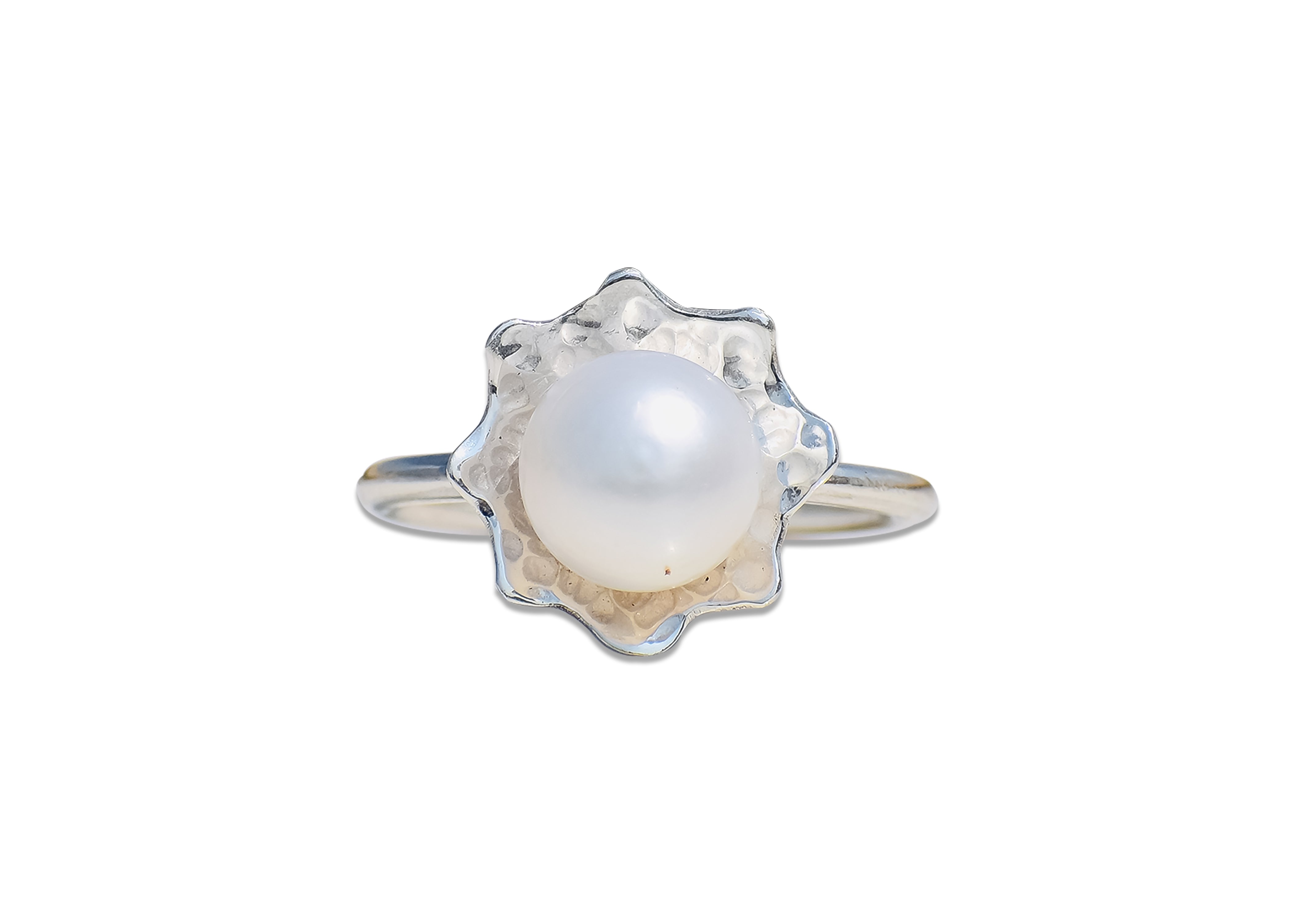 Perlenring 925 Sterling Silber Handgefertigter Boho Stapelring Geburtsstein Juni Edelsteinring Geschenk für Sie