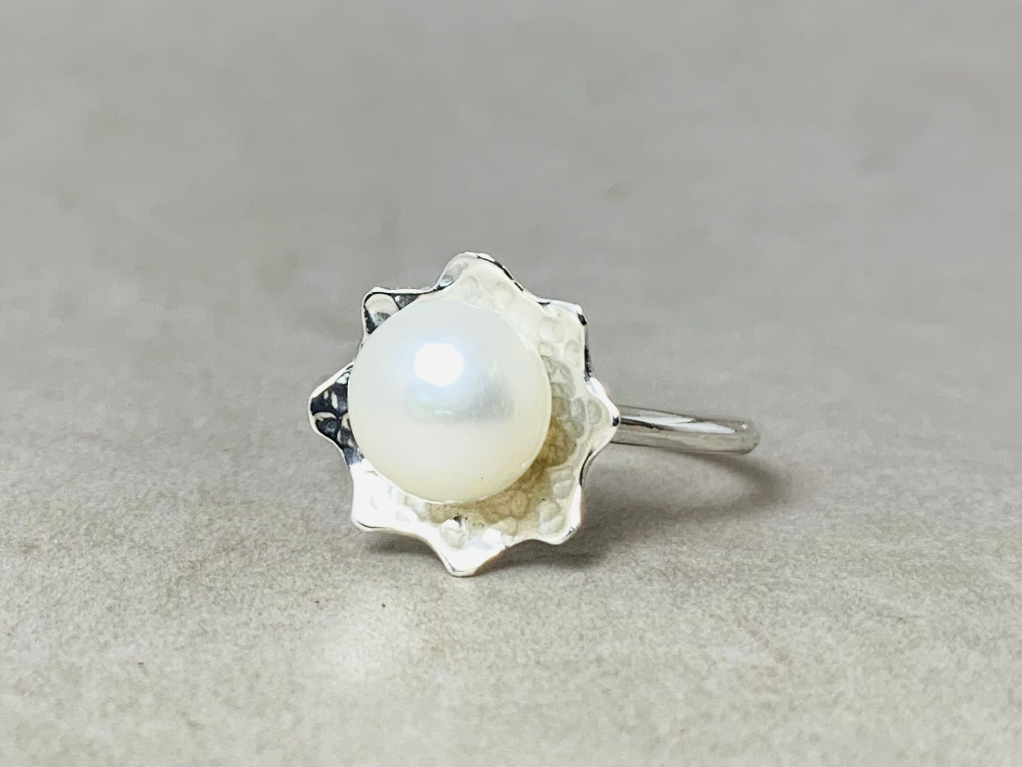 Perlenring 925 Sterling Silber Handgefertigter Boho Stapelring Geburtsstein Juni Edelsteinring Geschenk für Sie