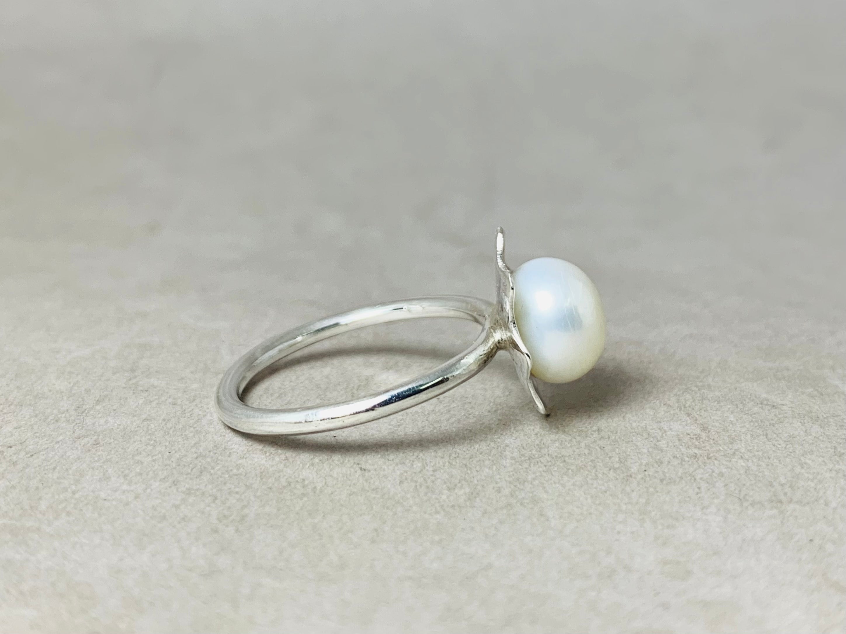 Perlenring 925 Sterling Silber Handgefertigter Boho Stapelring Geburtsstein Juni Edelsteinring Geschenk für Sie