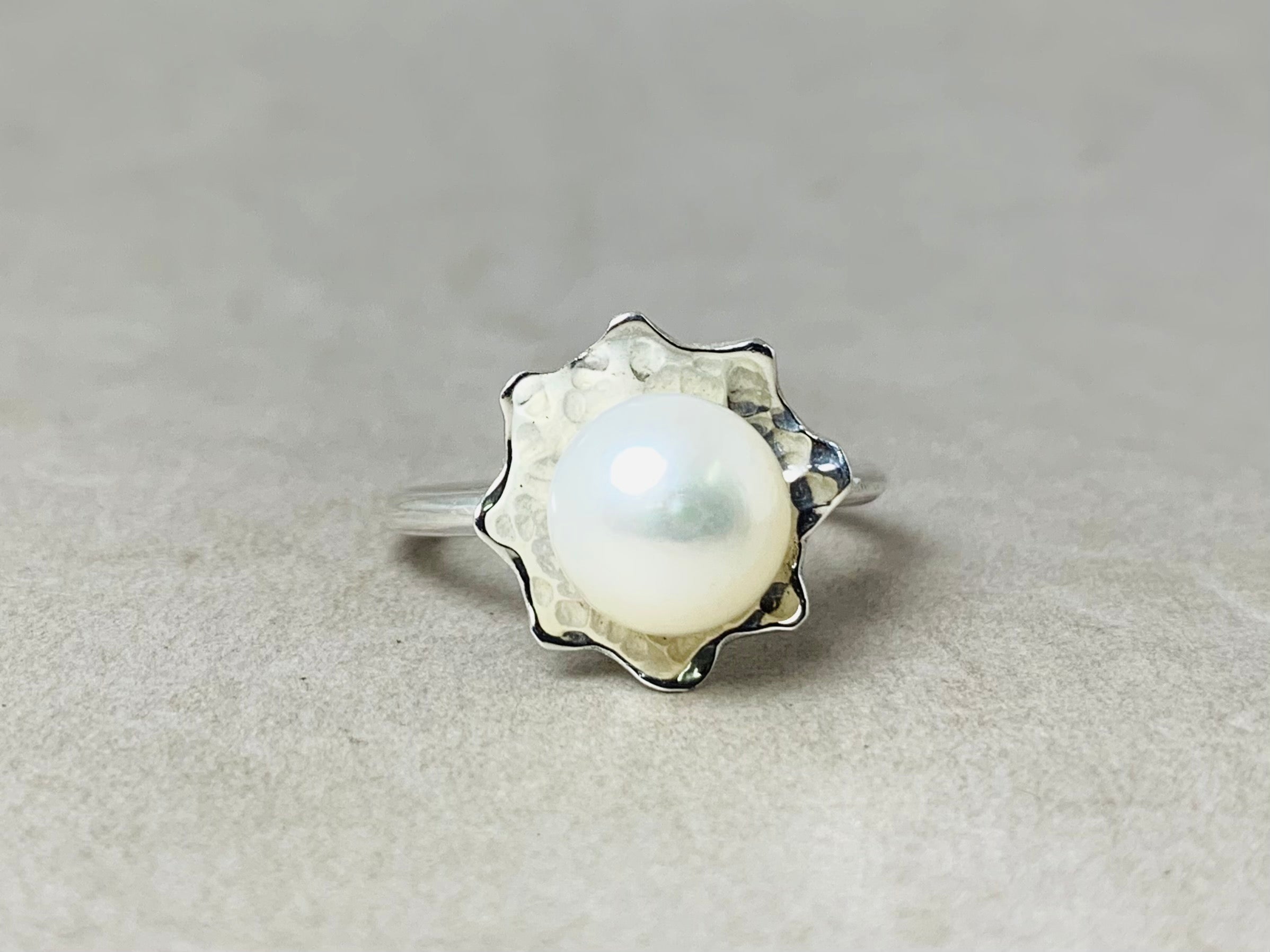 Perlenring 925 Sterling Silber Handgefertigter Boho Stapelring Geburtsstein Juni Edelsteinring Geschenk für Sie