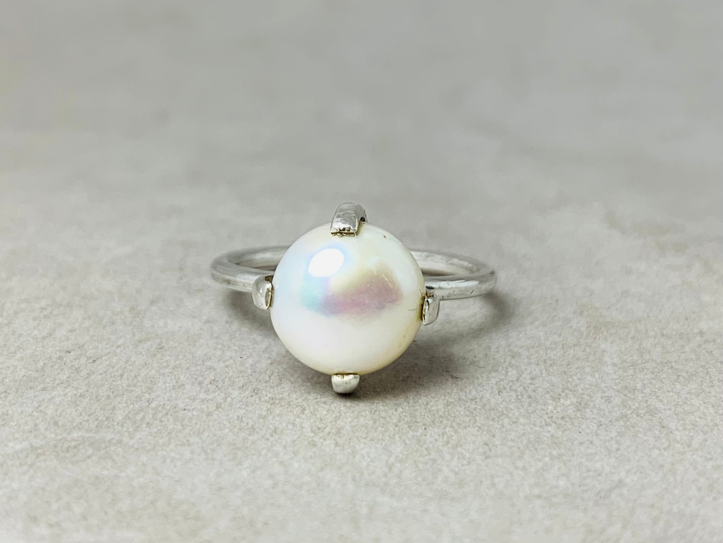 Perlenring 925er Silberring Handgemachter Perlenring Edelsteinring Statement-Ring Boho-Stil Ring Damenschmuck
