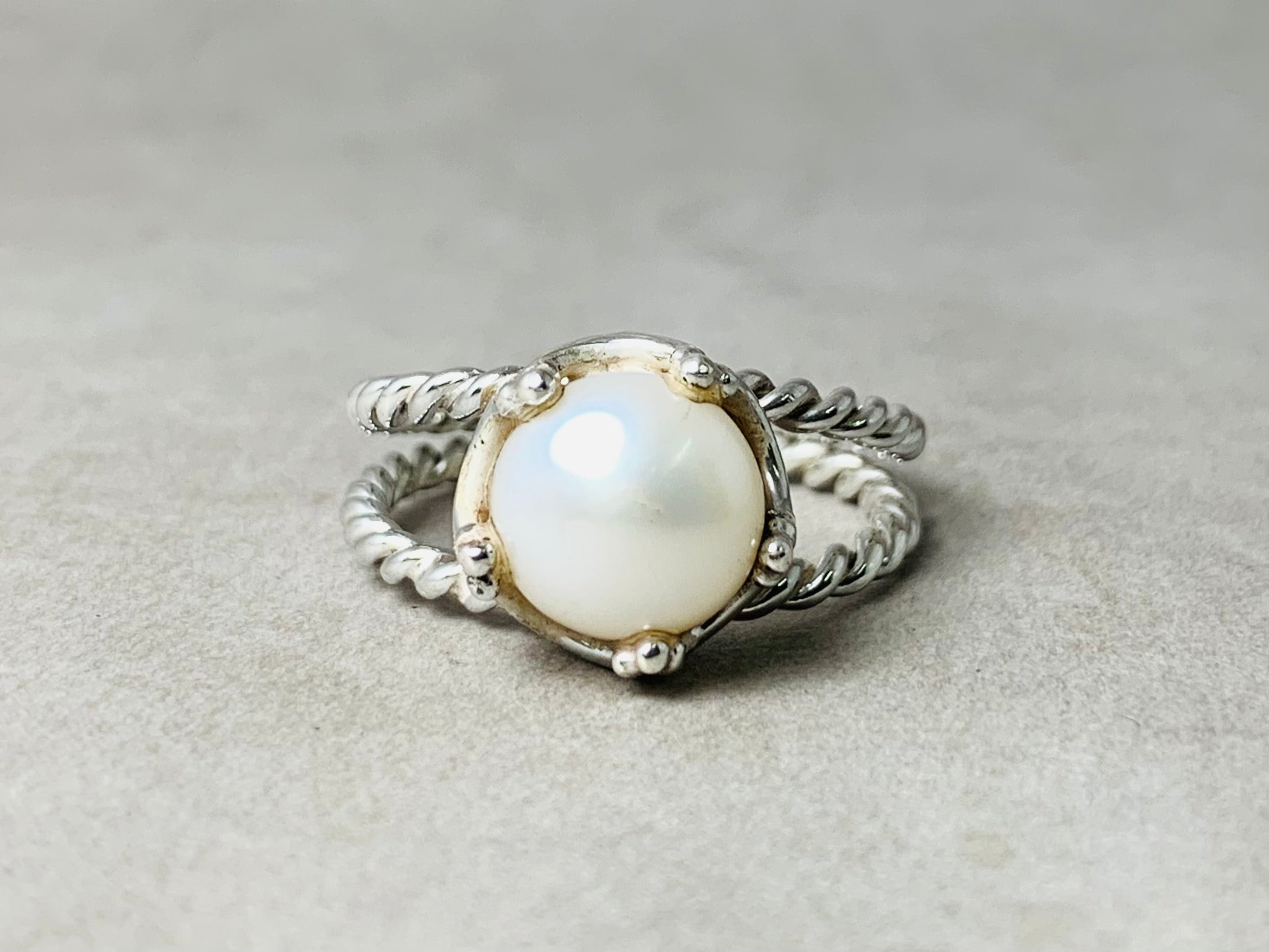 Perlenring 925er Silberring Statement Ring Süßwasserperle Handgefertigter Ring Geschenk für Sie