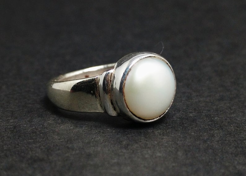 Weißer Perlenring Sterling Silber Versprechensring Für Mädchen Echte Perle Beste Freundin Ring Damenring Handgefertigter Ring