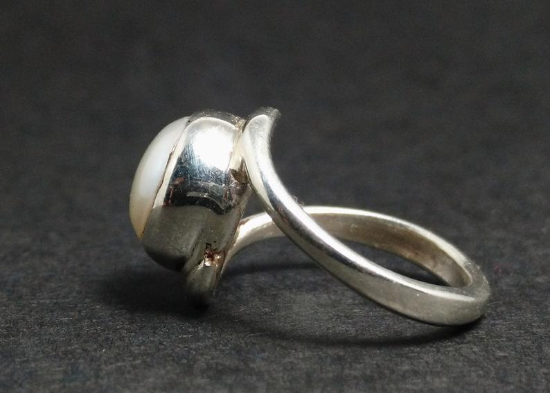 Perlenring Sterlingsilber Versprechensring für Mädchen Echte Perle Beste Freundin Ring Damen Ring Handgemachter Ring