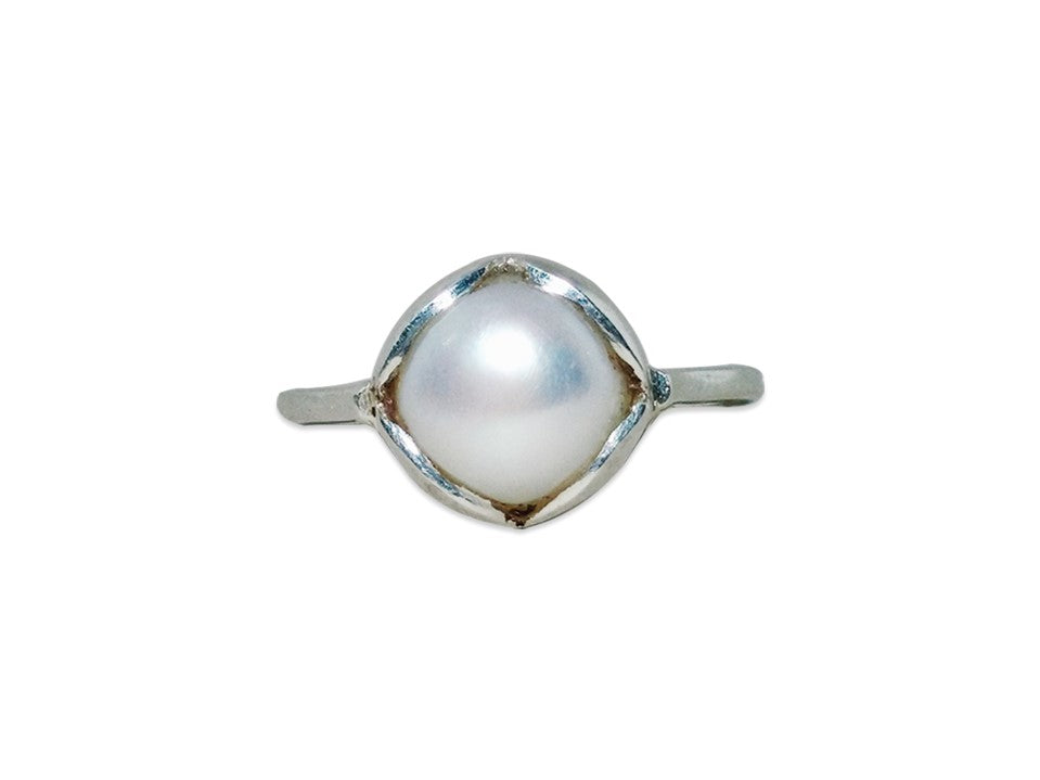 Süßwasserperlenring Handgemachter Ring 925 Sterling Silber Edelsteinring Silberring Massiver Silberring Alltagsring