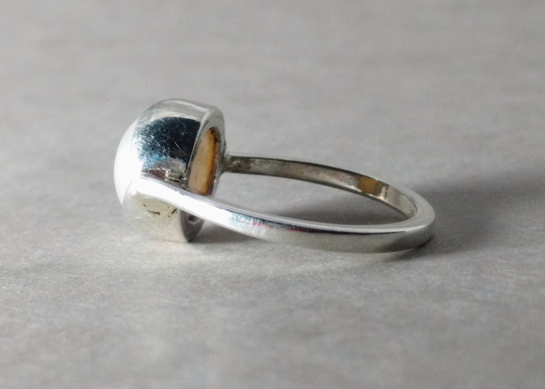 Süßwasserperlenring Handgemachter Ring 925 Sterling Silber Edelsteinring Silberring Massiver Silberring Alltagsring