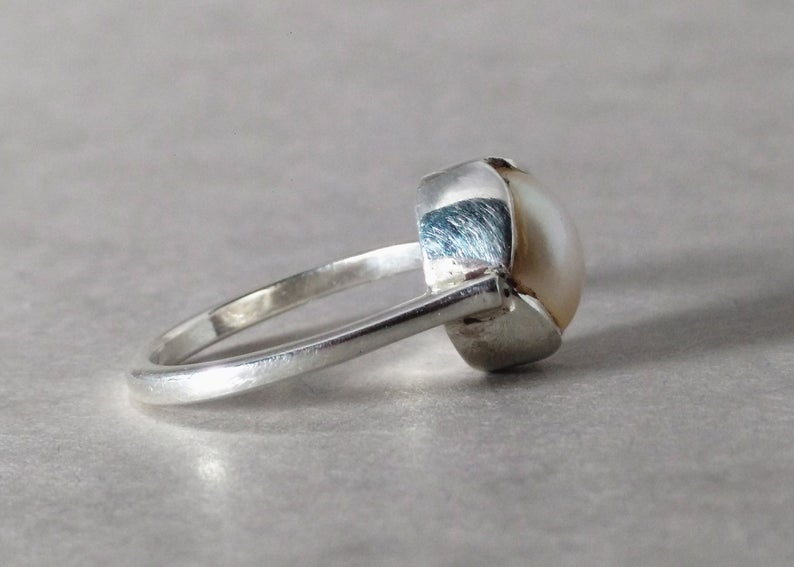 Süßwasserperlenring Handgemachter Ring 925 Sterling Silber Edelsteinring Silberring Massiver Silberring Alltagsring