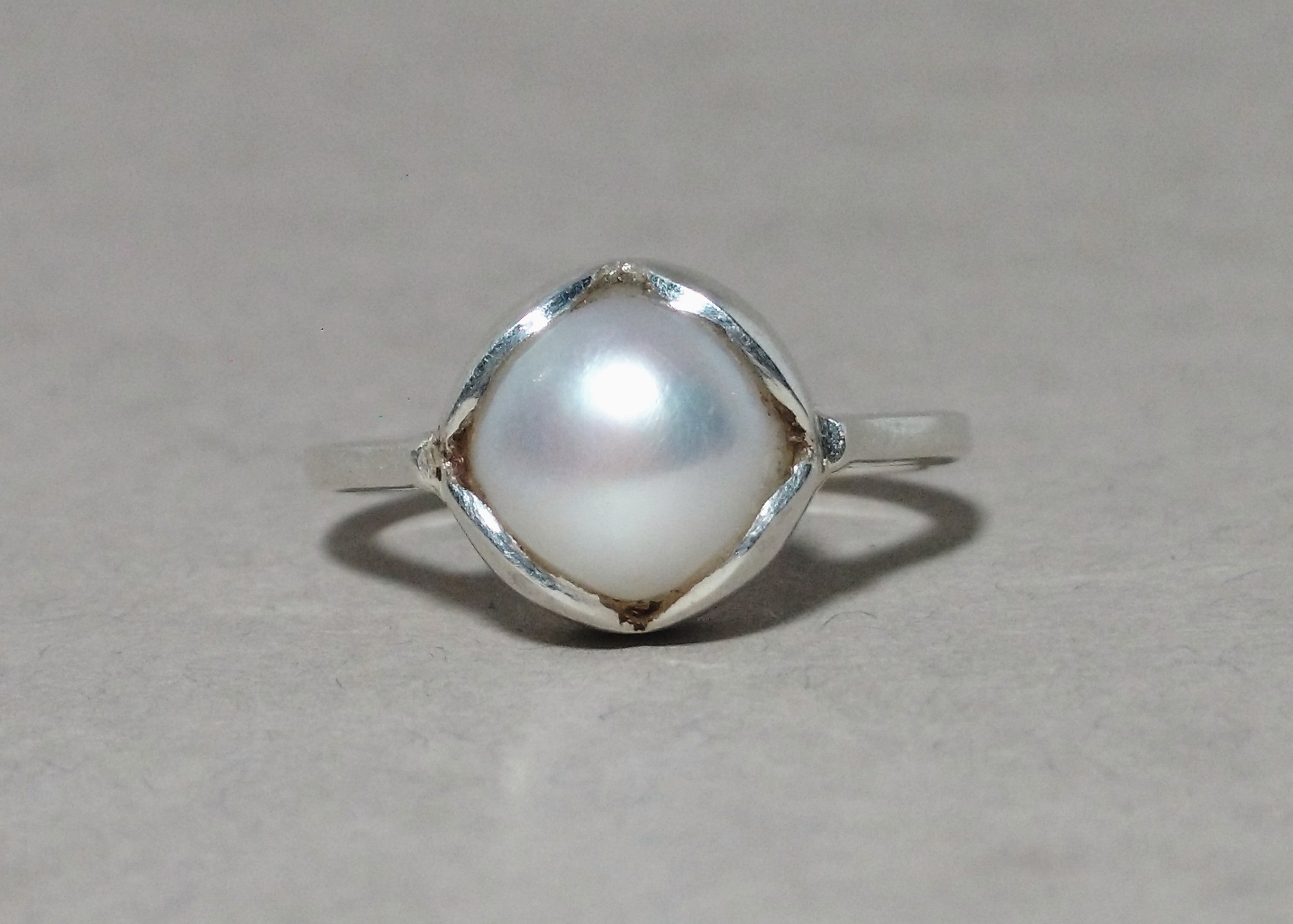 Süßwasserperlenring Handgemachter Ring 925 Sterling Silber Edelsteinring Silberring Massiver Silberring Alltagsring