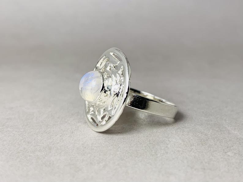 Regenbogen Mondstein Ring 925 Sterling Silber Mondstein Silberring Juni Geburtsstein Handgemachter Designer Ring Edelsteinring
