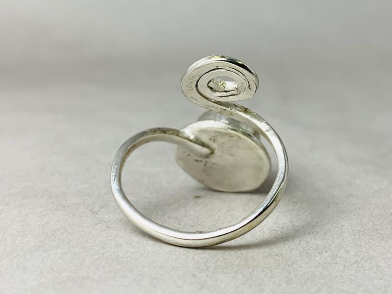 Spiralring Mondsteinring 925er Silber Ring Verstellbarer Ring Schlangenring Wickelring Daumenring Juni Geburtsstein